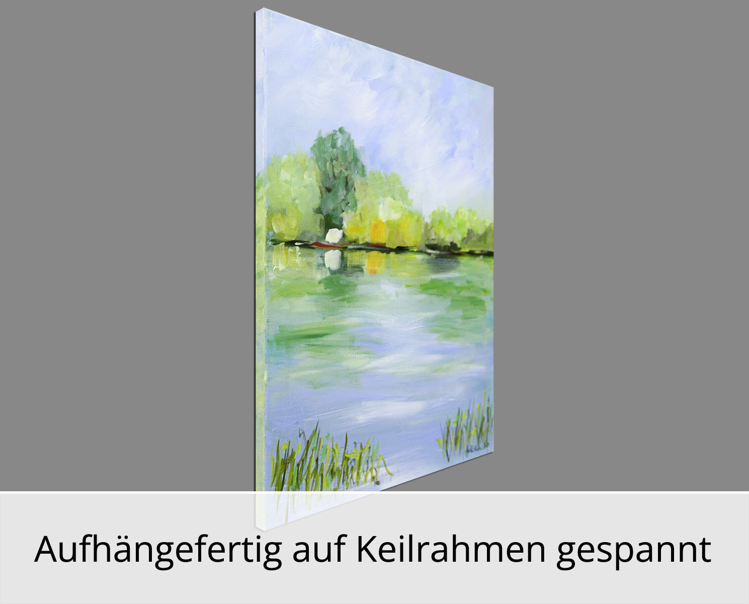 M.Kühne: Frühling am See, modernes Originalgemälde (Unikat)