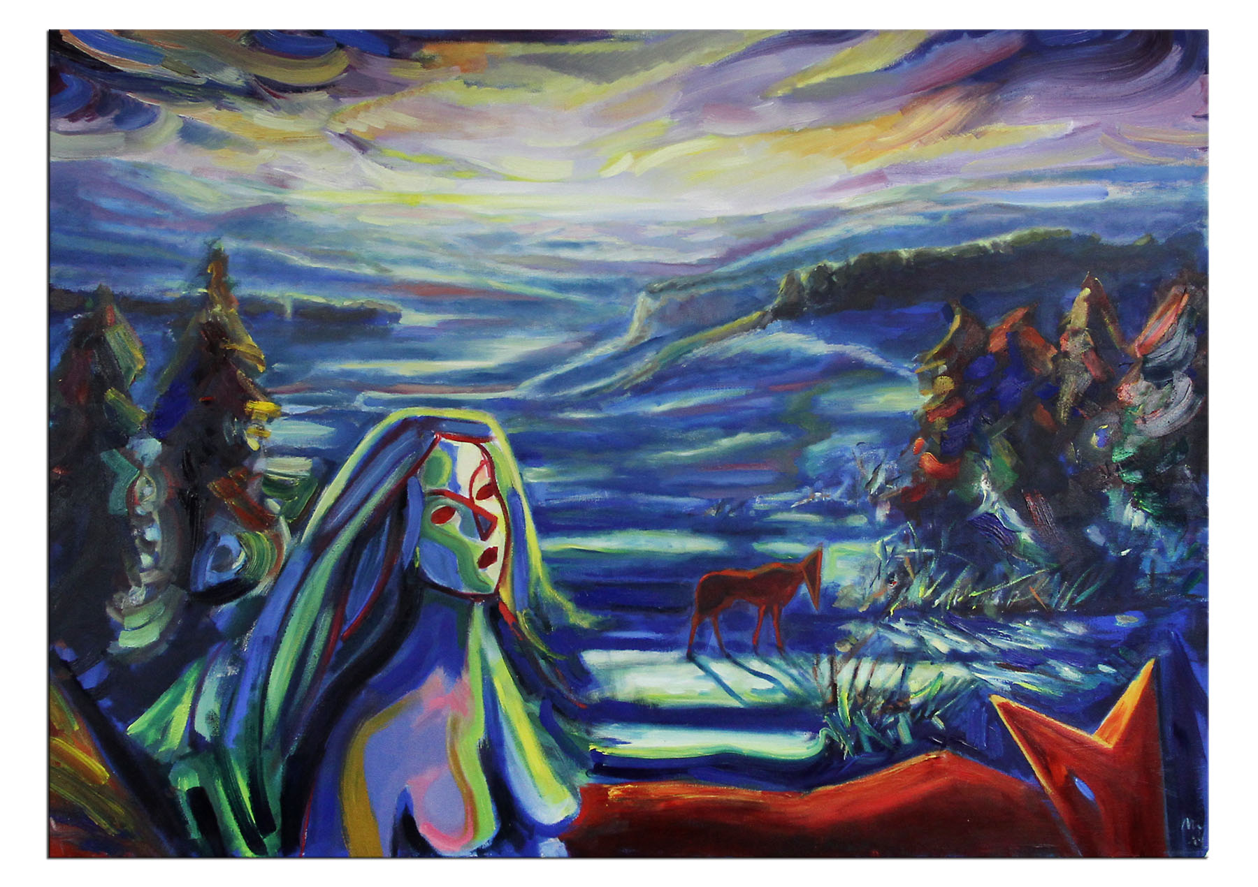 Expressionistische Ölmalerei, Maciej Cieśla: "Wandernder Winter"