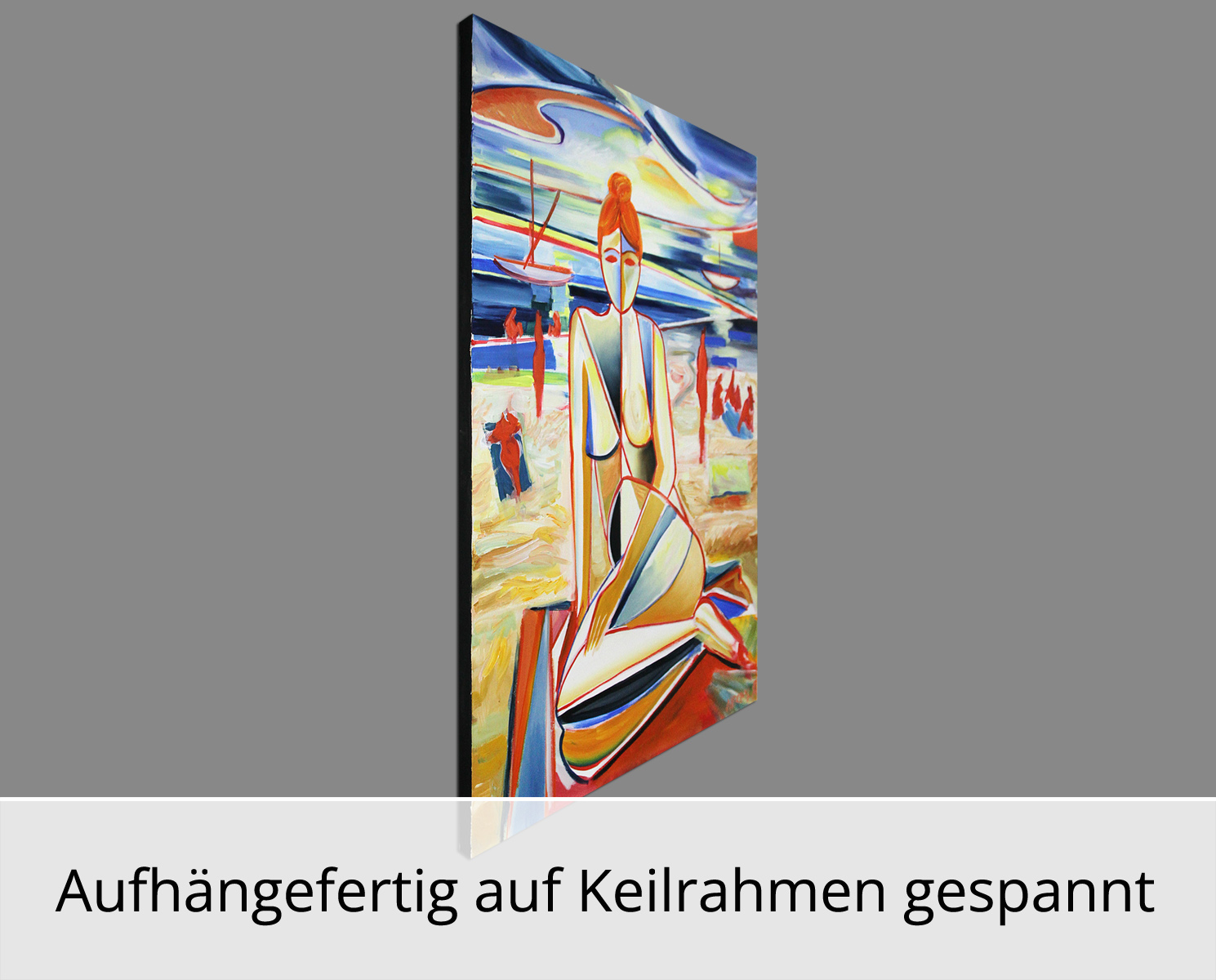 M. Cieśla: "Frau am Meer", Original/Unikat, Expressionistisches Ölgemälde