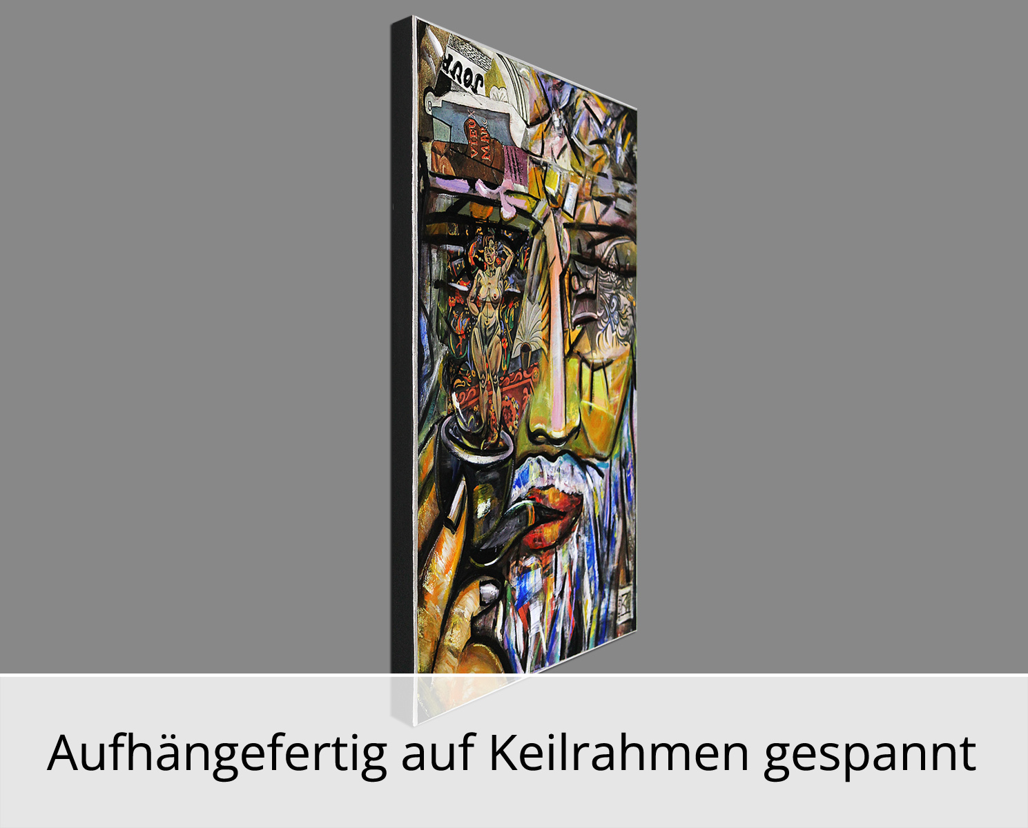 Unikat, modernes Gemälde, K. Namazi: "Sinnierender II/World in my Head IV", Original