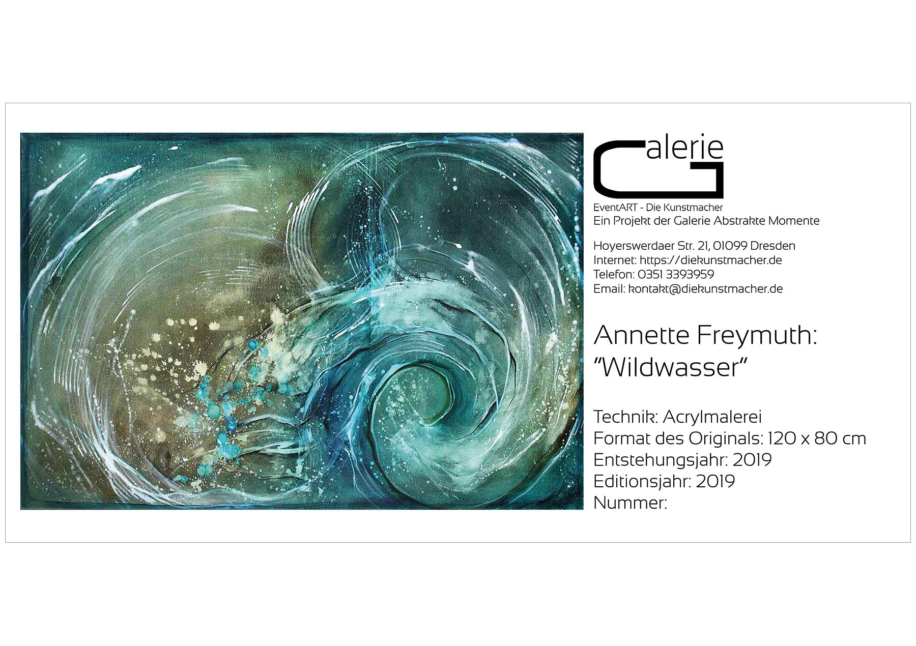 Sonderedition, Monatsgemälde als Kunstdruck v. Annette Freymuth: "Wildwasser"