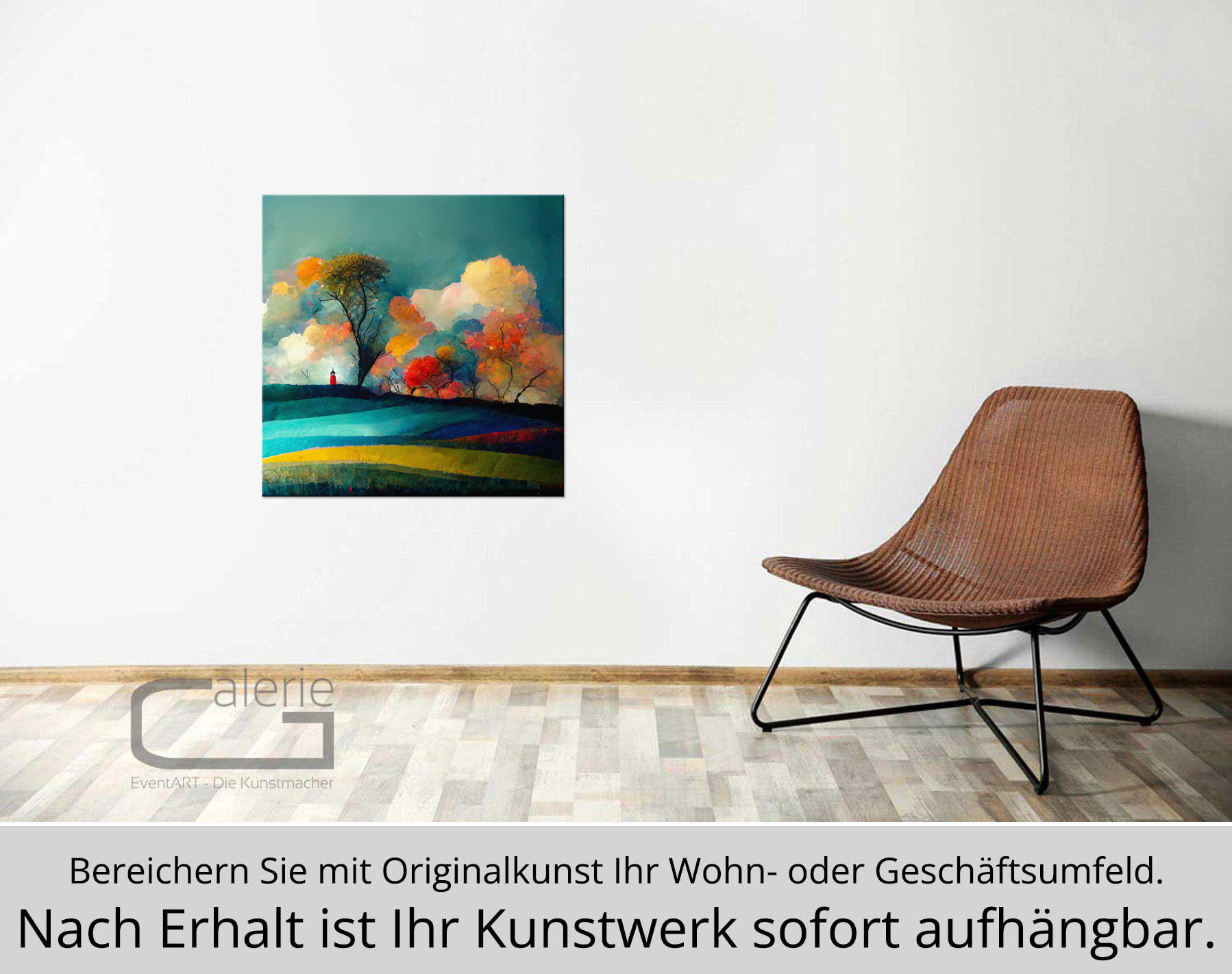 H. Mühlbauer-Gardemin: "Landschaft mit Turm", Moderne Pop Art, Original/serielles Unikat