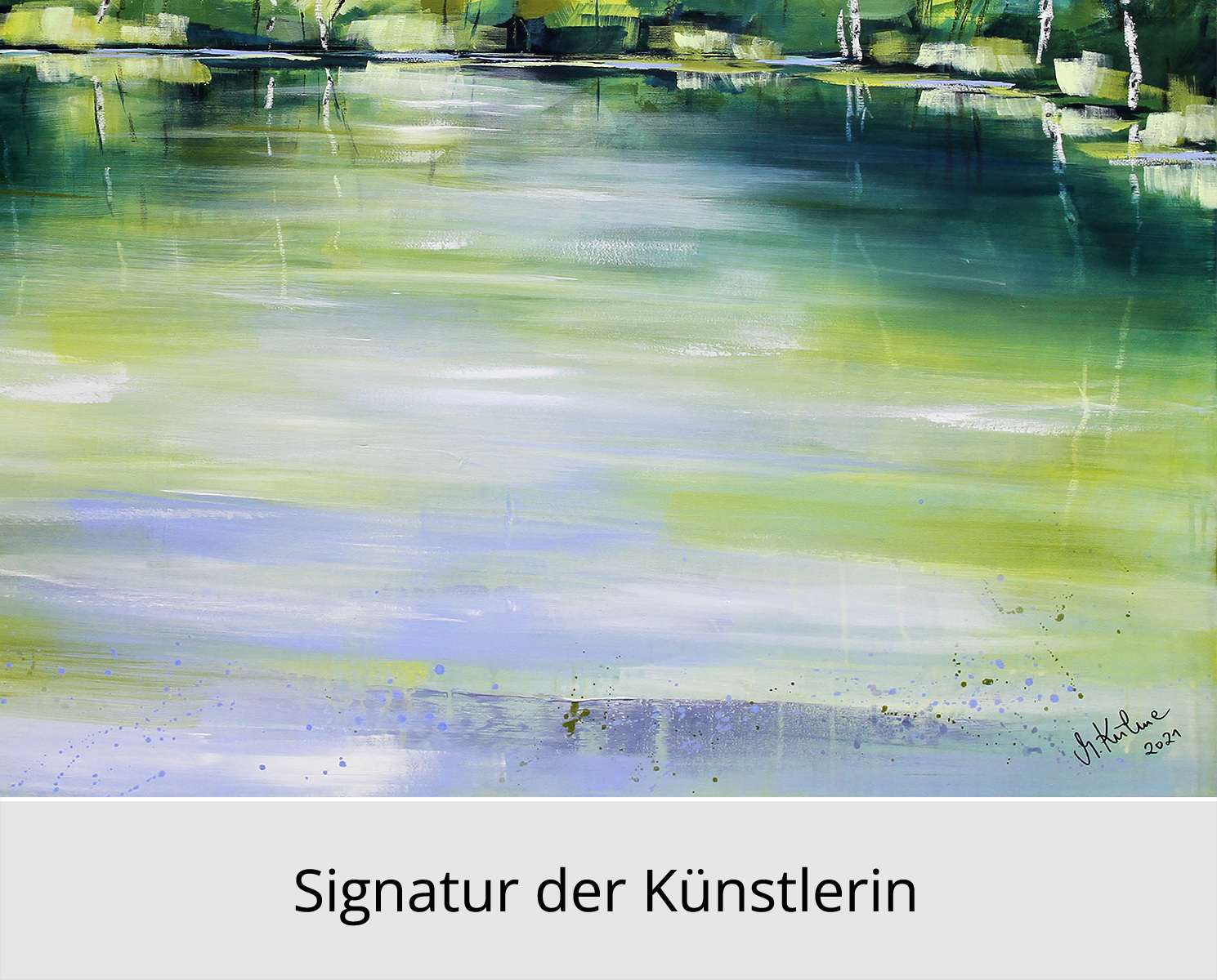 M. Kühne: "Frühlingstag am See", Edition, signierter Kunstdruck, Nr. 2/100