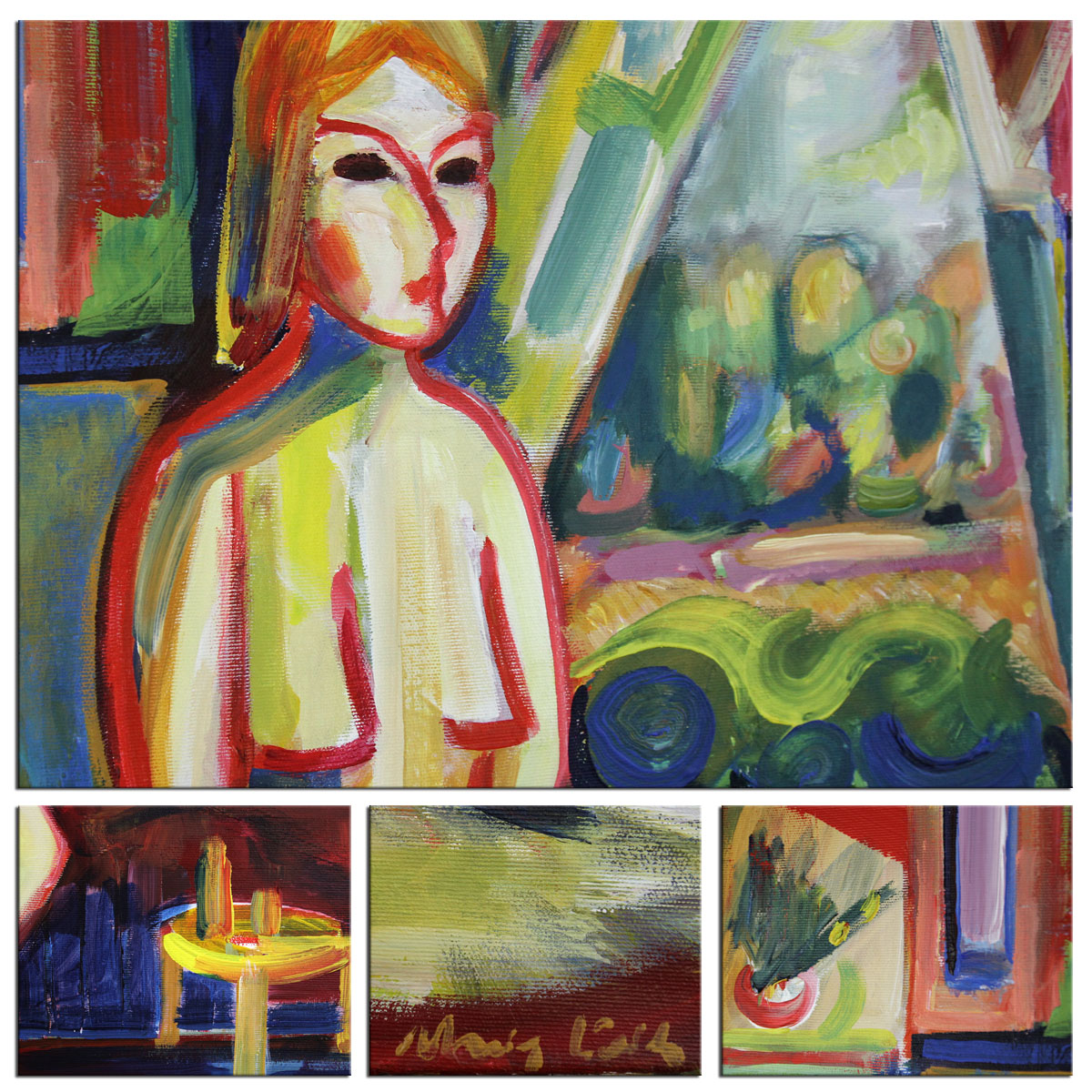 Expressionistische Ölmalerei, Maciej Cieśla: "Mädchen am Fenster"