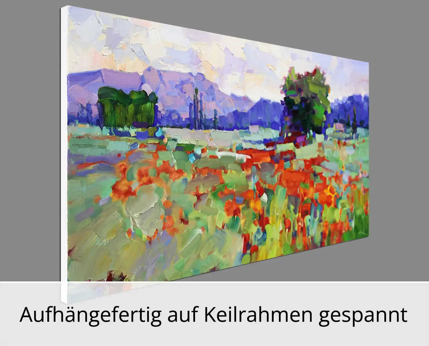 A. Larrett: "Mohnblumenfeld-1", Moderne Ölbilder Original/Unikat