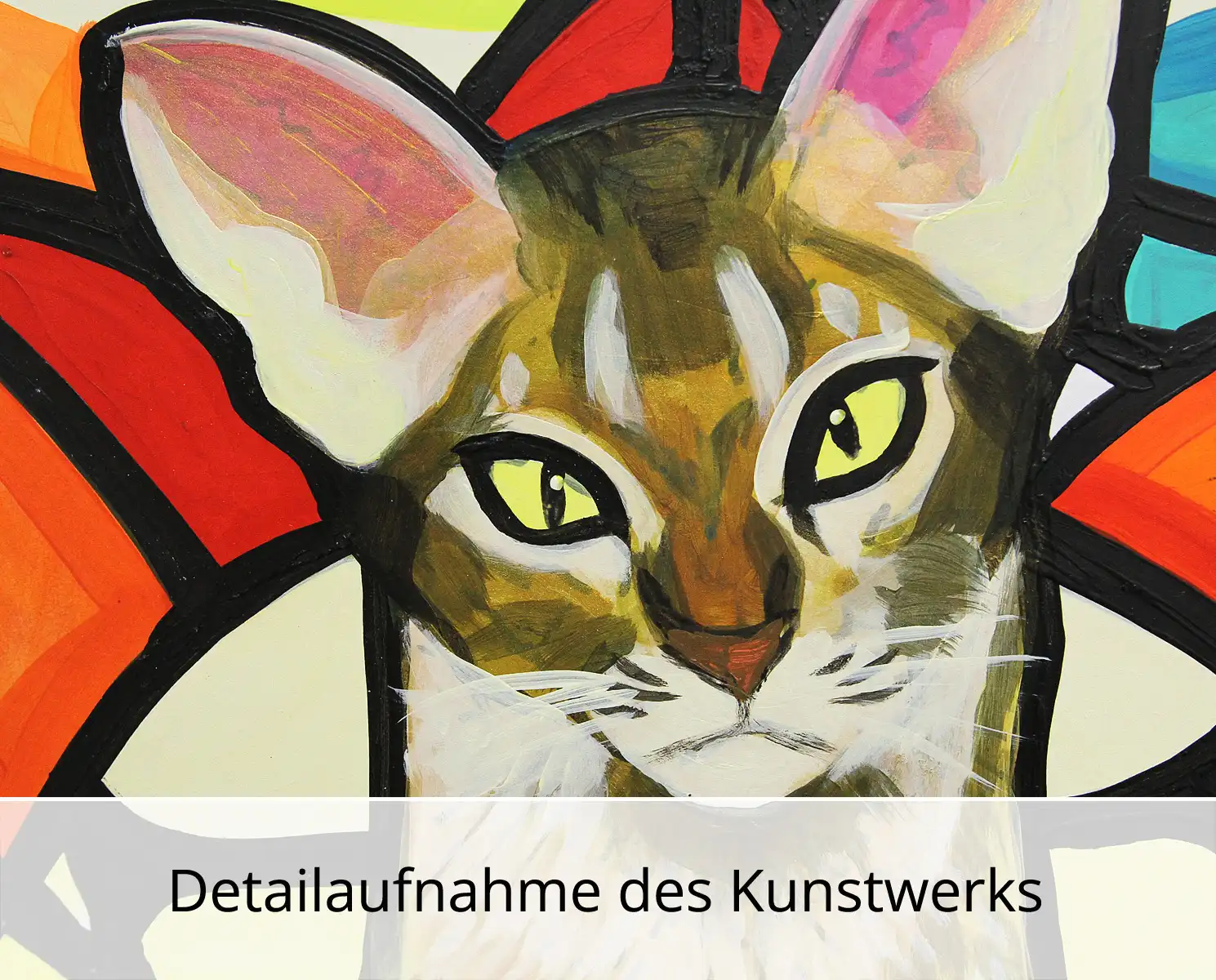 Originales Acrylbild: "Die Leipziger Katze", E. Bruzon, Acrylmalerei auf Karton (Unikat)
