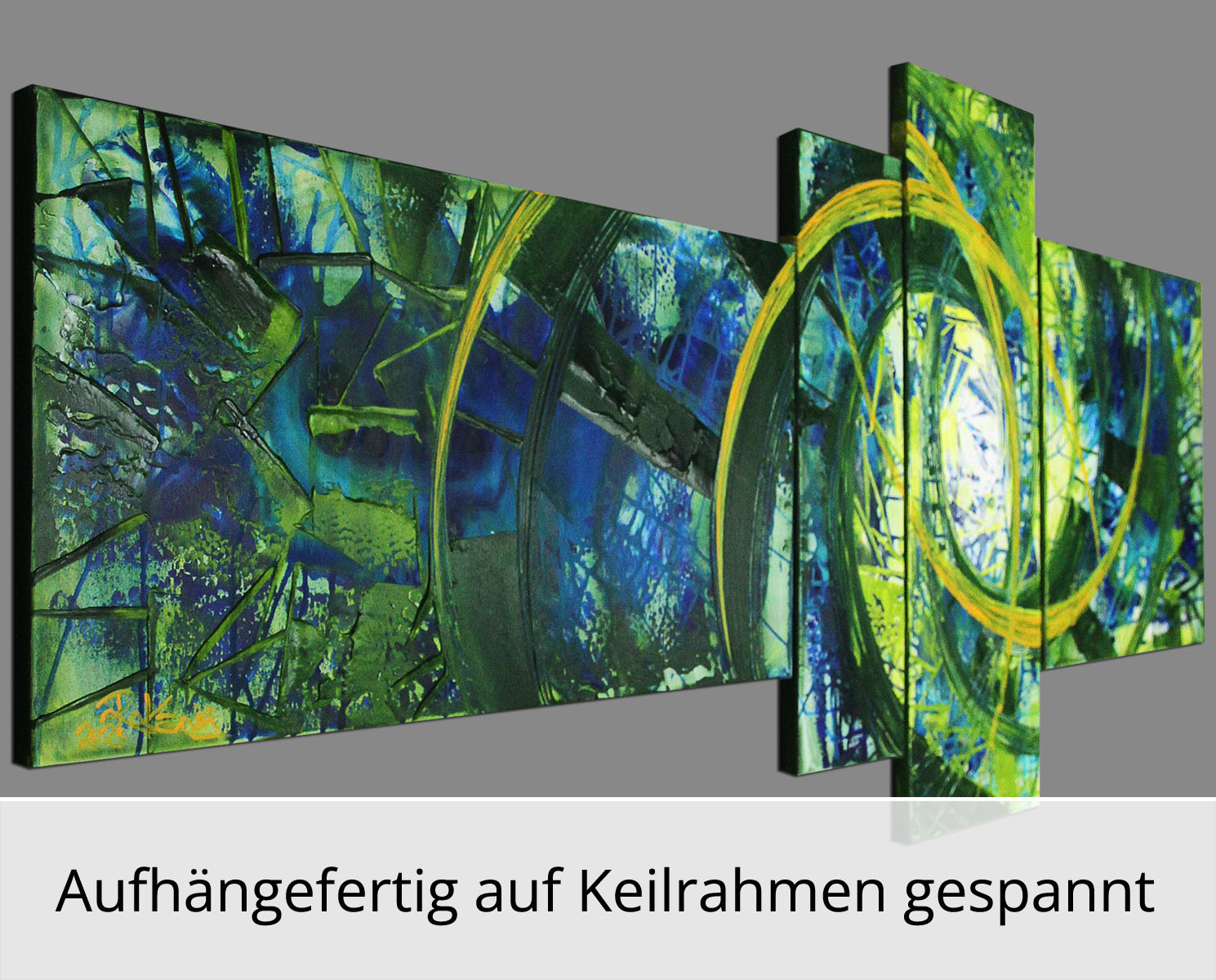 Mehrteilige Acrylbilder: Wasserspiegel II, R. König, Originalgemälde (Unikat)