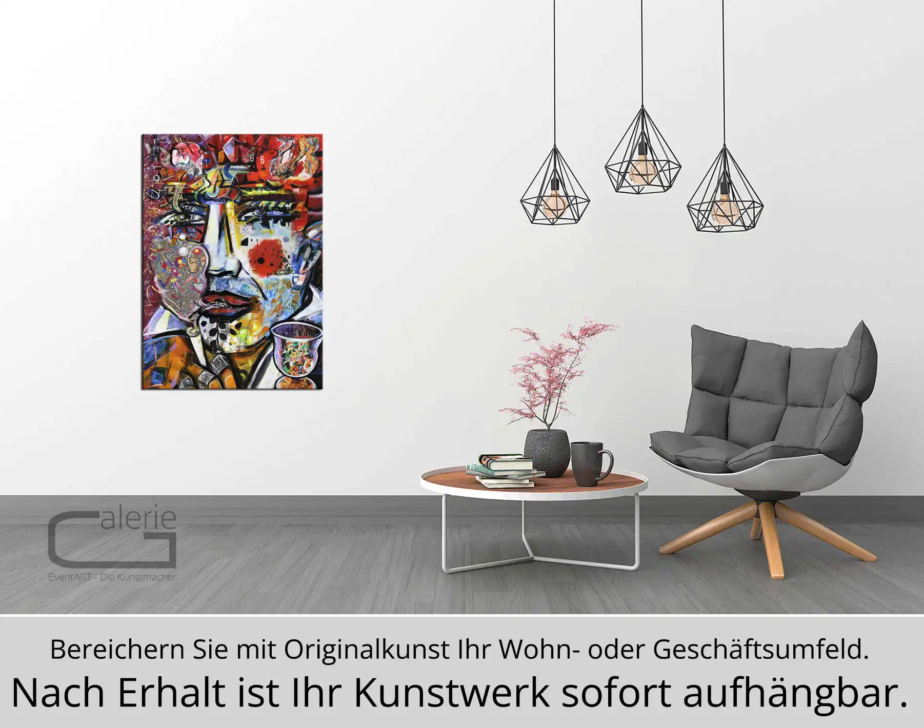 Unikat, modernes Gemälde, K. Namazi: "Der Mäzen I", Original