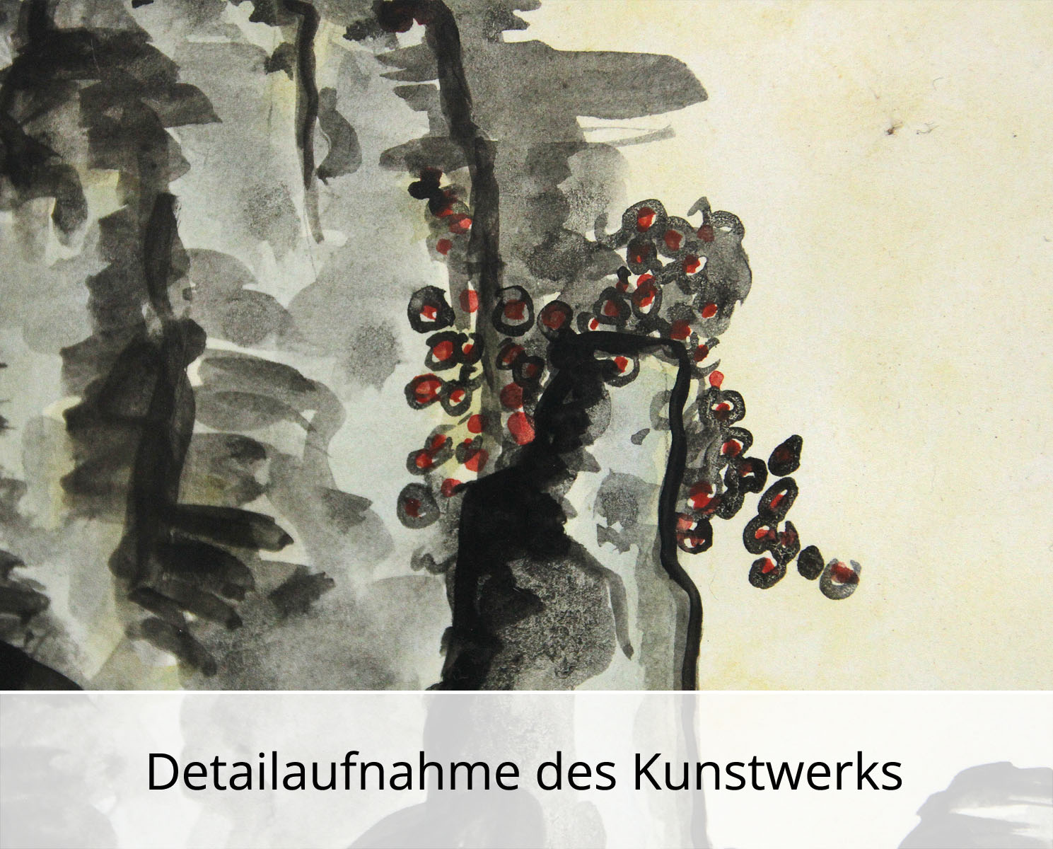 Acrylbild auf Papier, C. Blechschmidt: "Japanische Landschaft", Original/Unikat