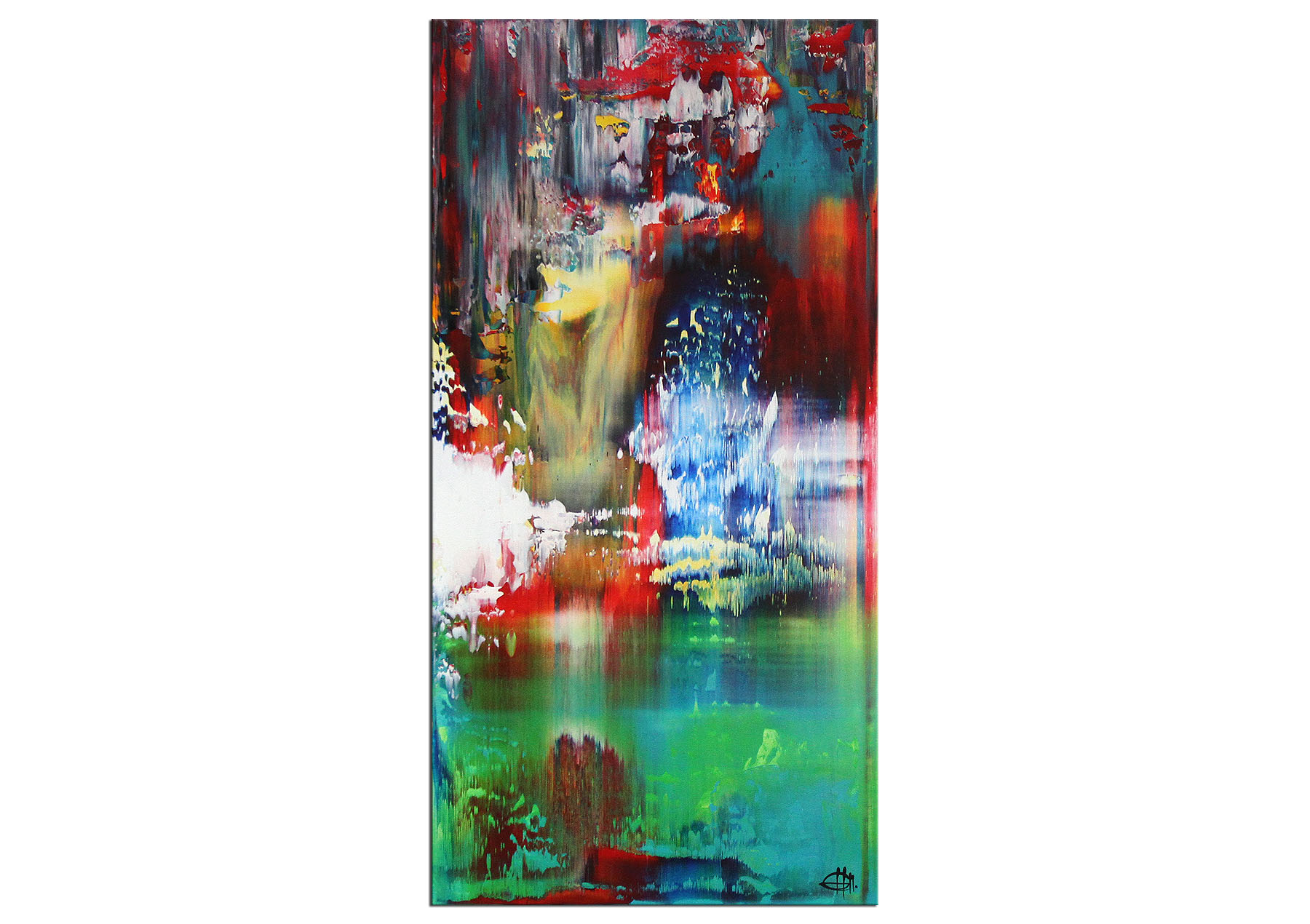 Abstraktes Acrylgemälde, G. Hung: "Farbfontänen I"