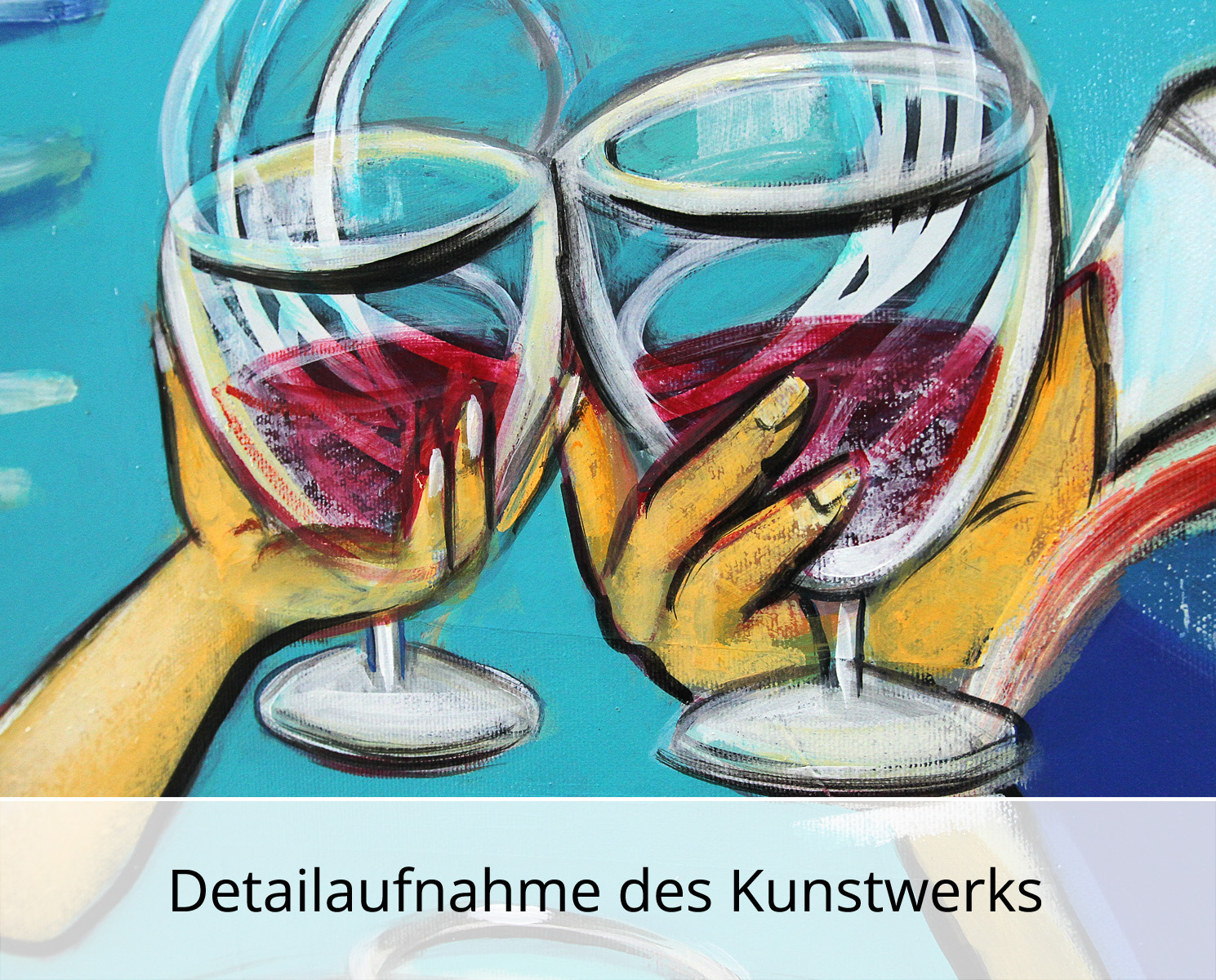 Unikat, modernes Gemälde, K. Namazi: Futuristischer Rotweingenuss, Original