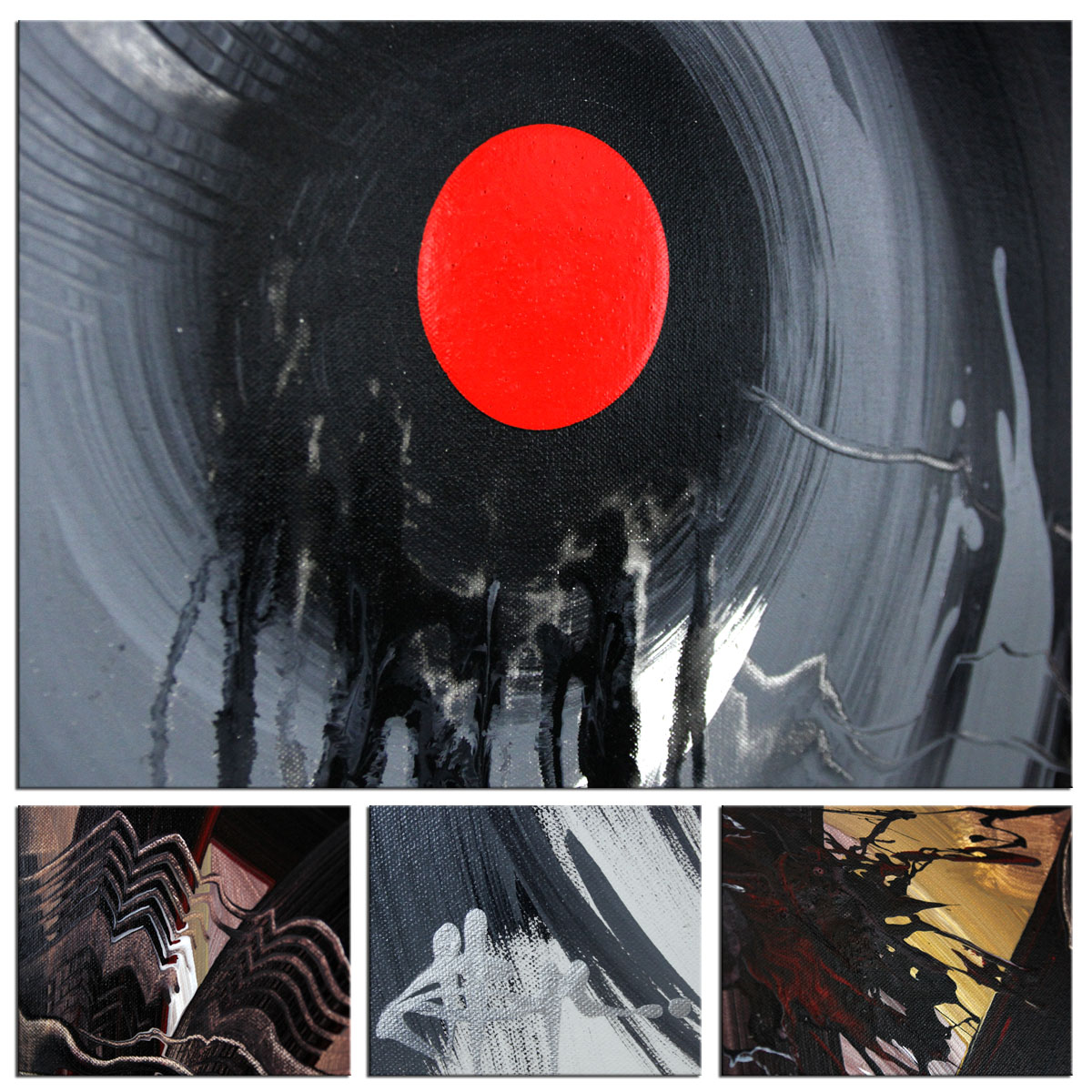 Acrylgemälde, G. Hung: "Rotes Zentrum", Unikat/Original