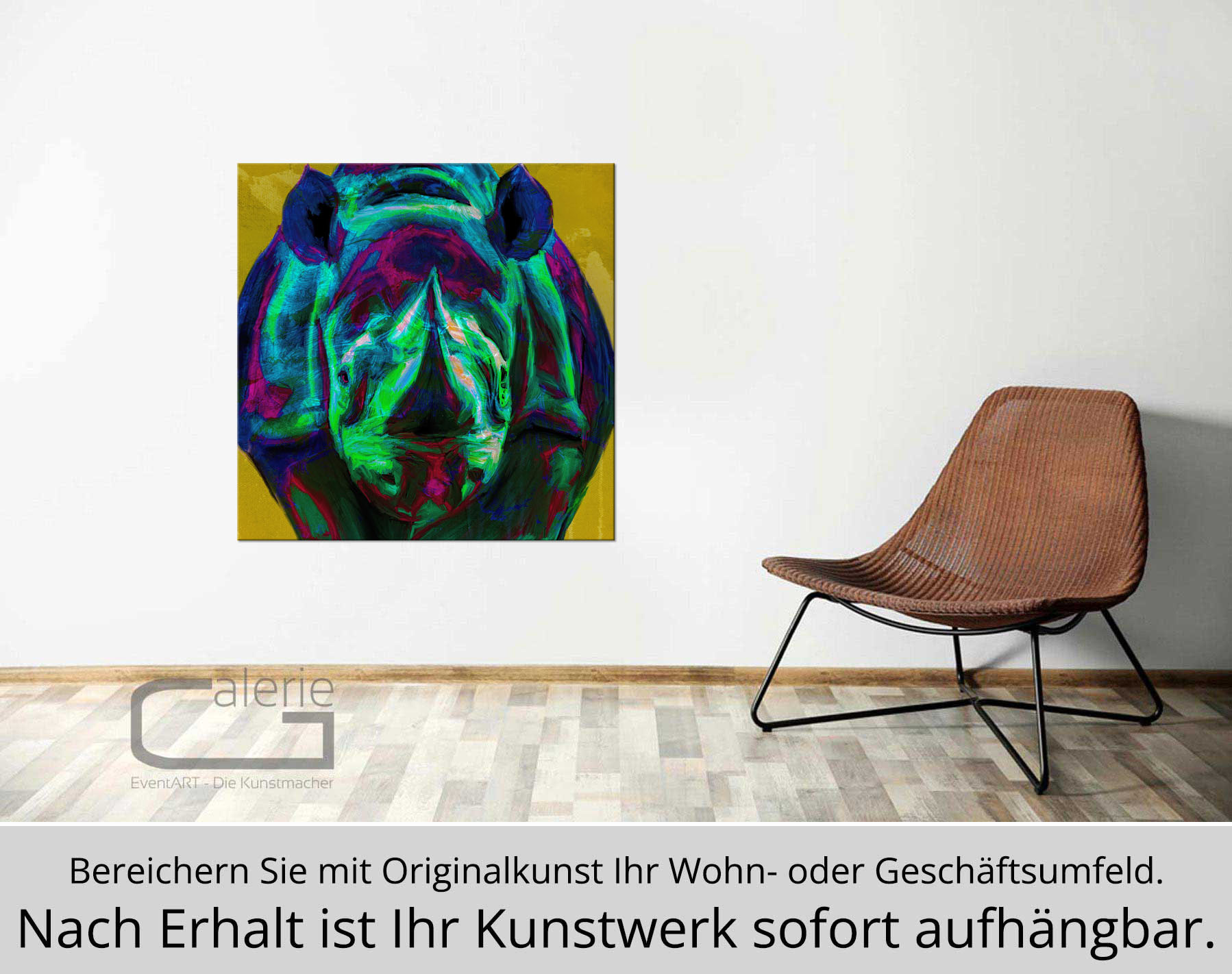 H. Mühlbauer-Gardemin: "Nashorn", Moderne Pop Art, Original, serielles Unikat