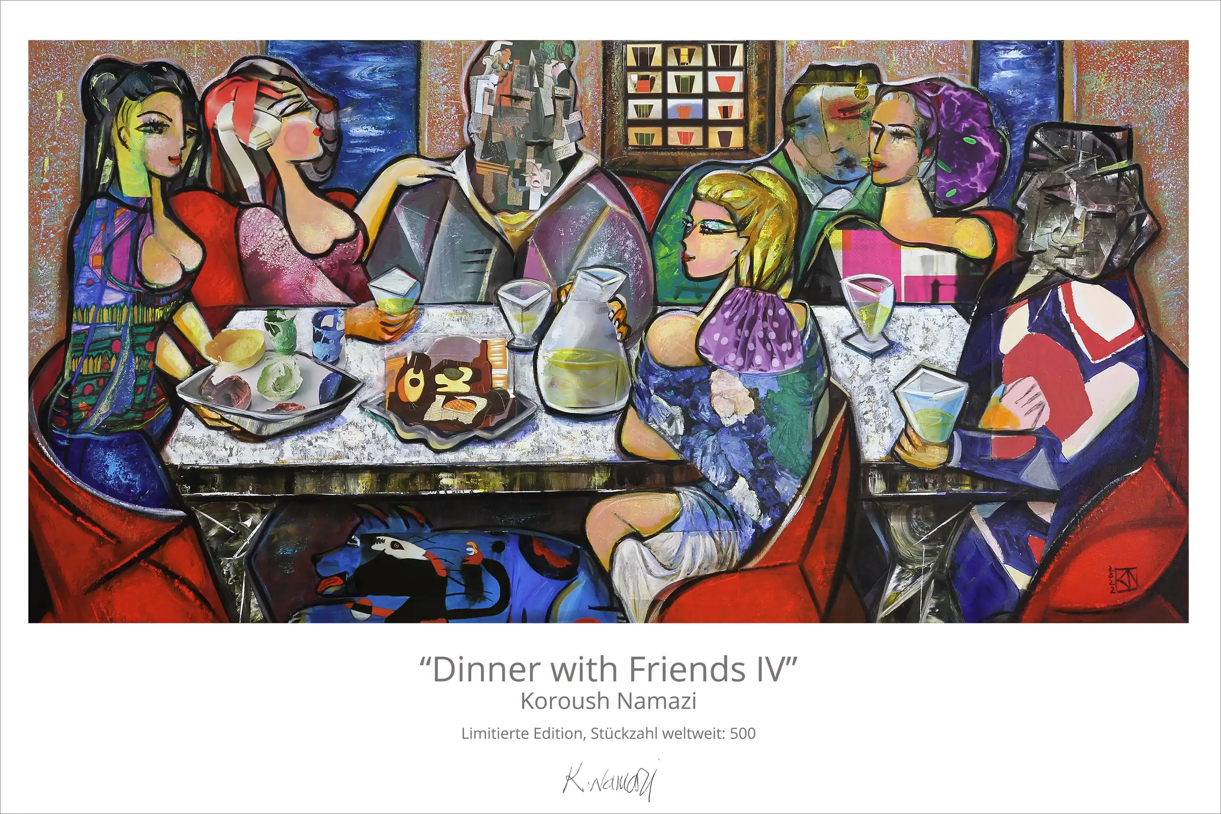 Limitierte Edition auf Papier, K. Namazi: "Dinner with Friends IV", Fineartprint