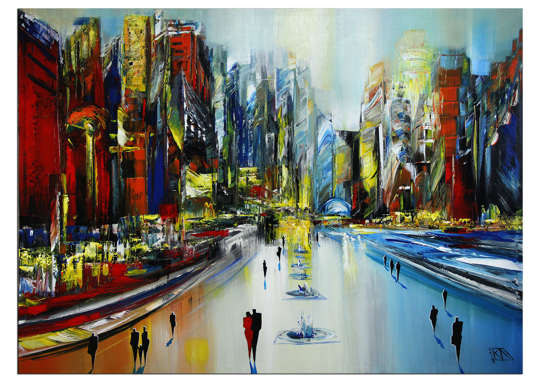 Modernes Gemälde, K. Namazi: "Future City II" (ri)