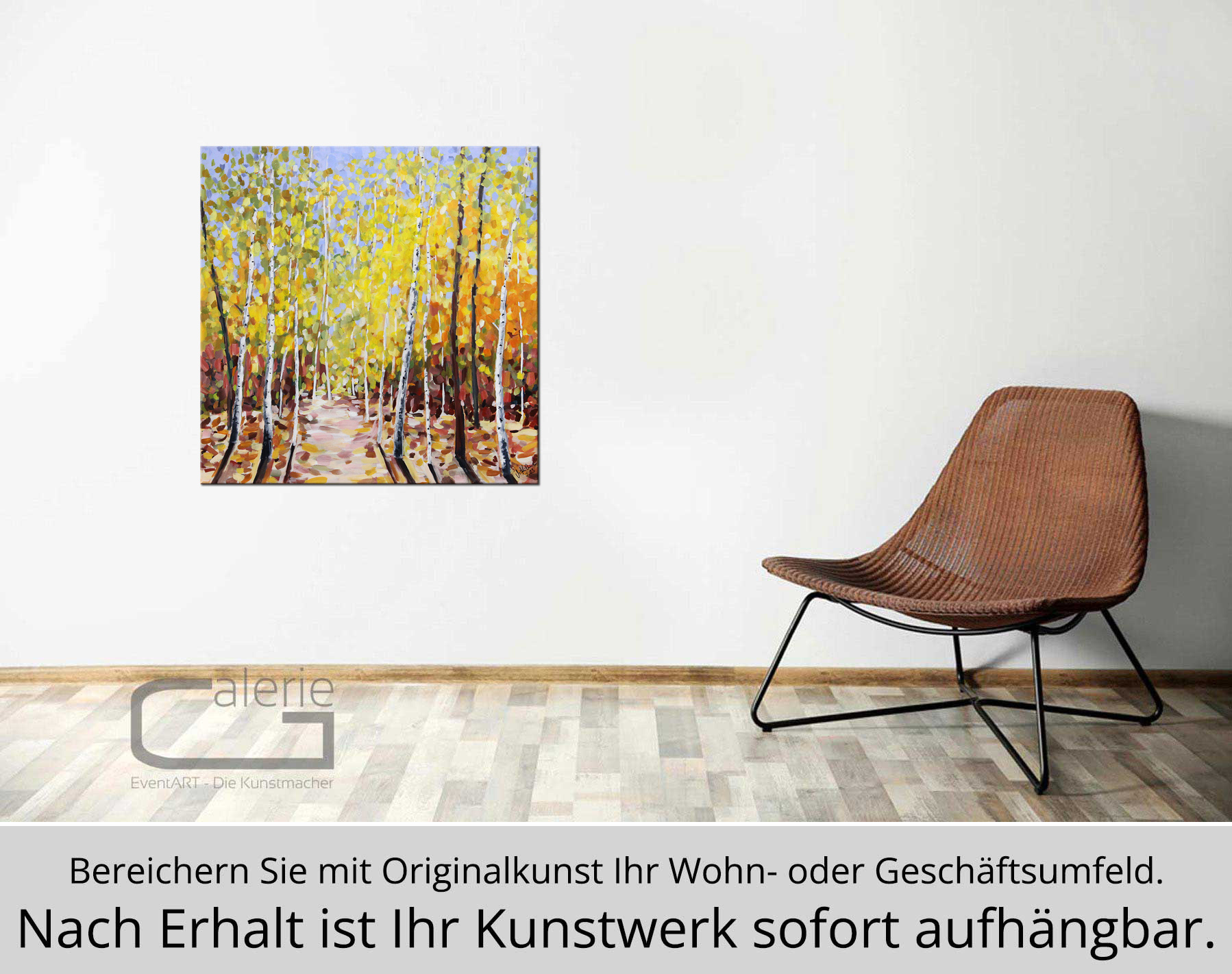 M.Kühne: "Herbstwald", modernes Originalgemälde (Unikat)