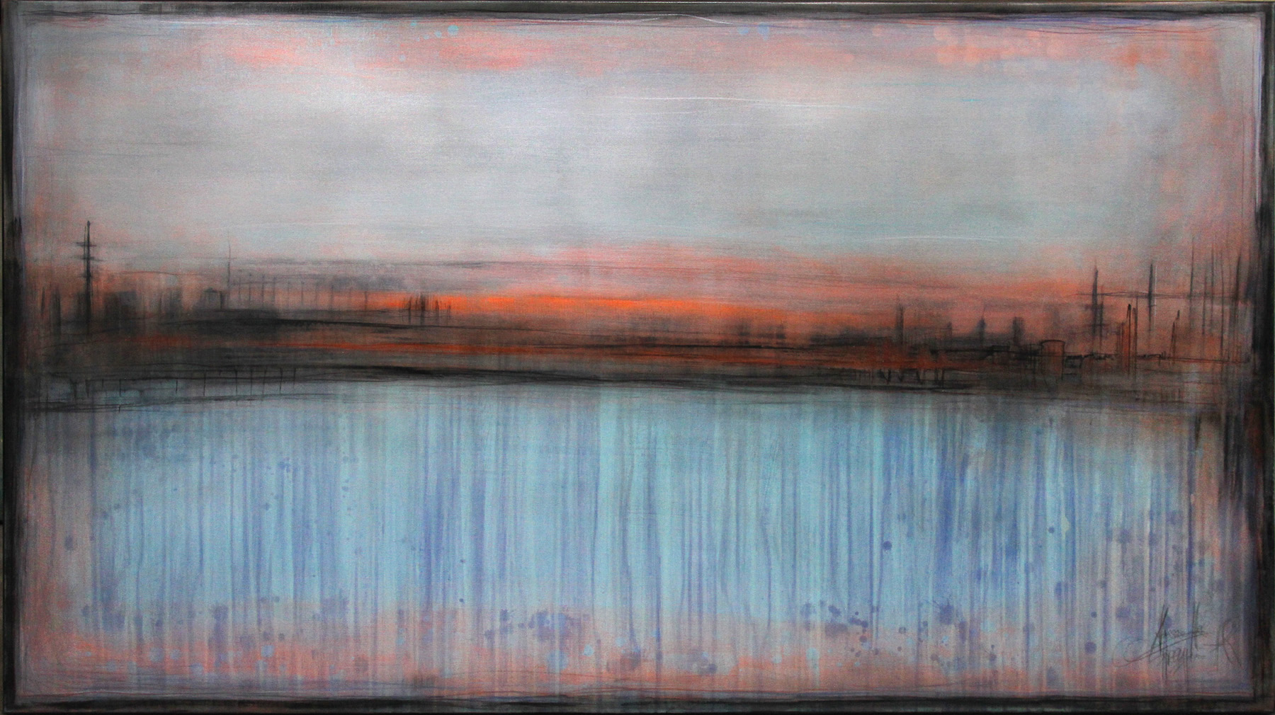 A. Freymuth: "Glowing Horizon", Acrylmalerei abstrakt, Originalgemälde (Unikat) (A)