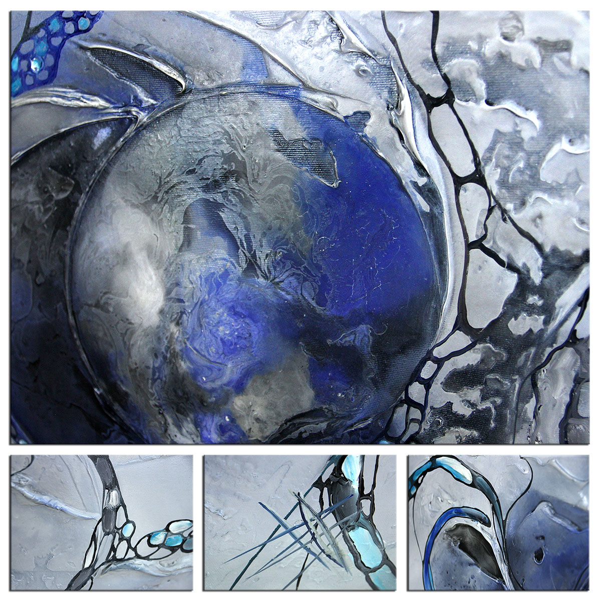 Ölbild abstrakt, B. Ossowski: "Blue Moon" (E)
