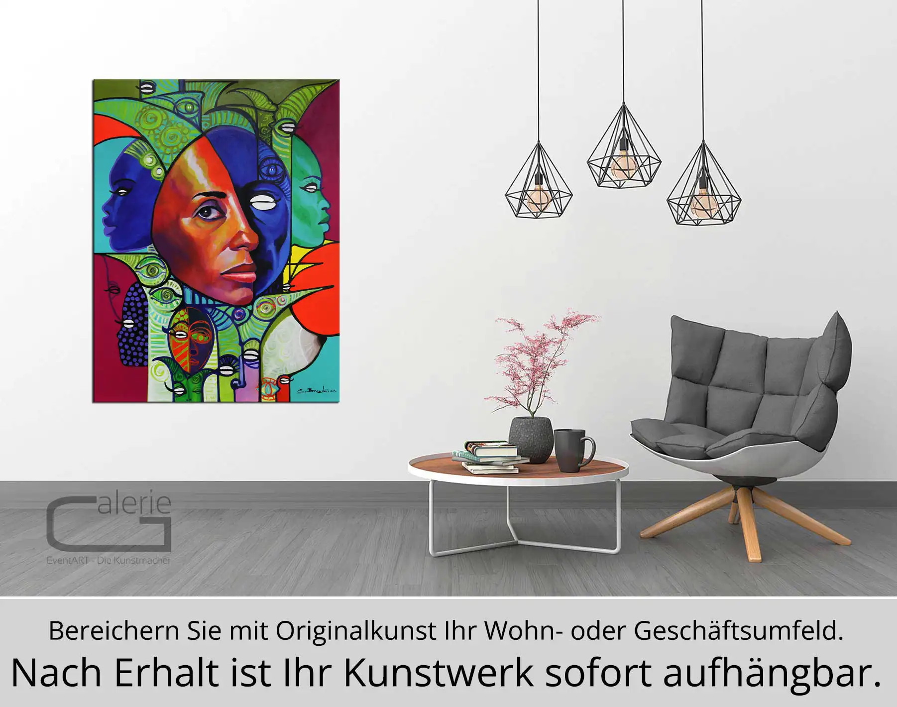 Originalgemälde: "Die Königspalme", E. Bruzon, Acrylmalerei (Unikat)