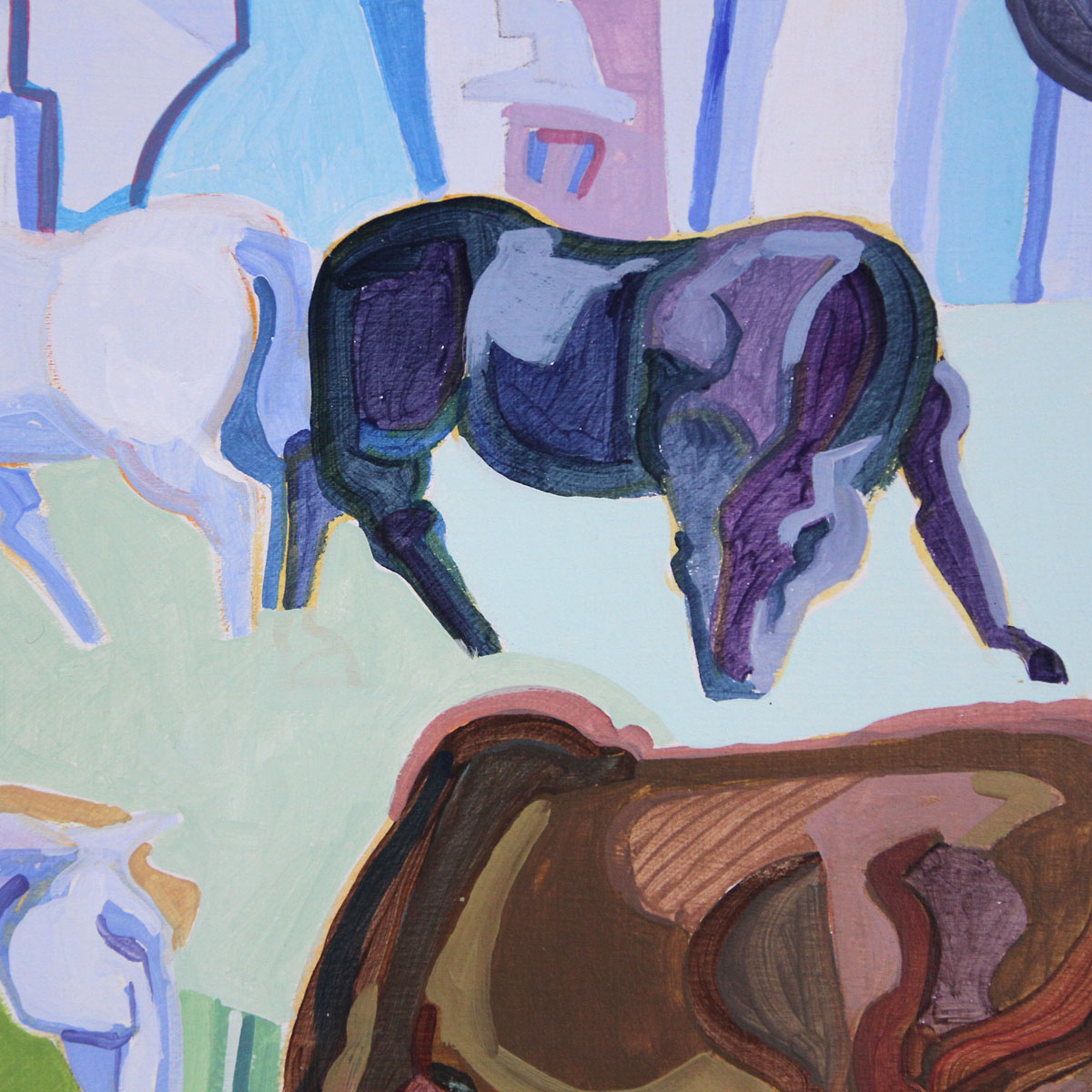 Acrylgemälde, Frank-Ole Haake: "Pferde im Garten"
