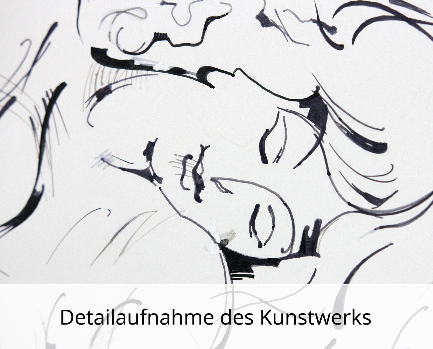 Zeichnung/Grafik auf Papier: "Die Ruhe II", A. Larrett, Original (Unikat)