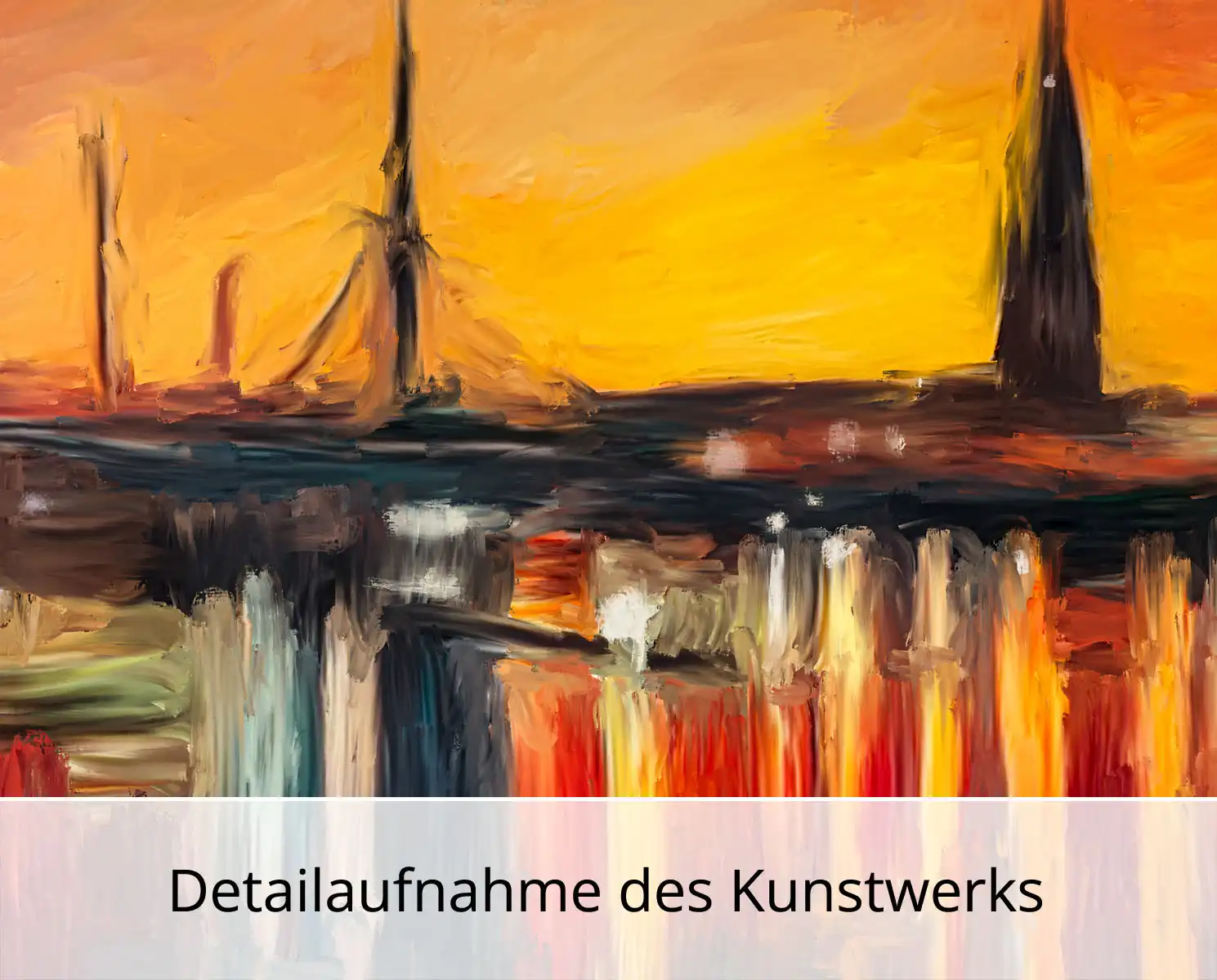 Moderne Kunst: "Abendstimmung im Hafen", H. Mühlbauer-Gardemin, Original/serielles Unikat