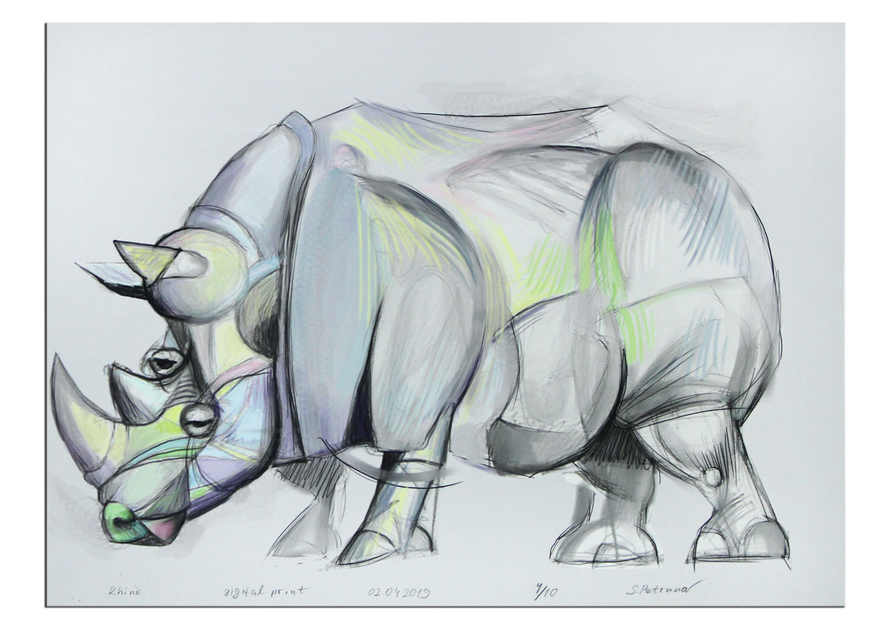 Limitierter Kunstdruck, Stefan Petrunov: "Rhino 3" (A)