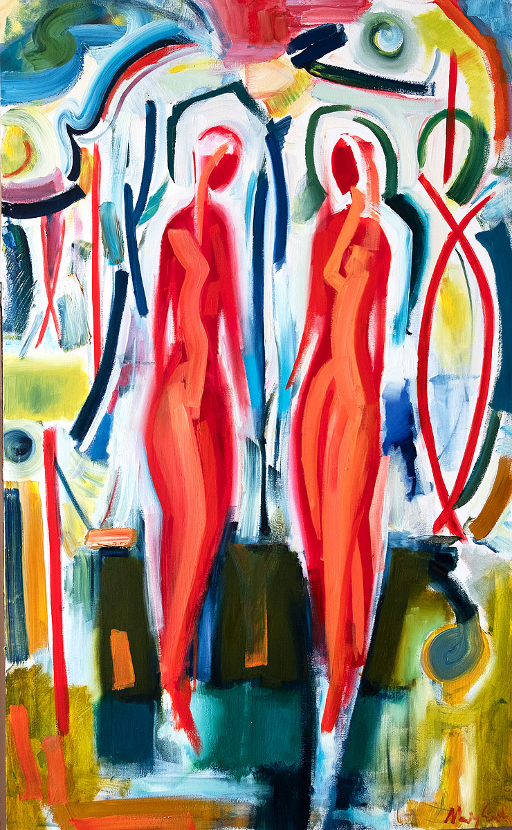 M. Cieśla: "Zwei weibliche Formen", Original/Unikat, expressionistisches Ölgemälde
