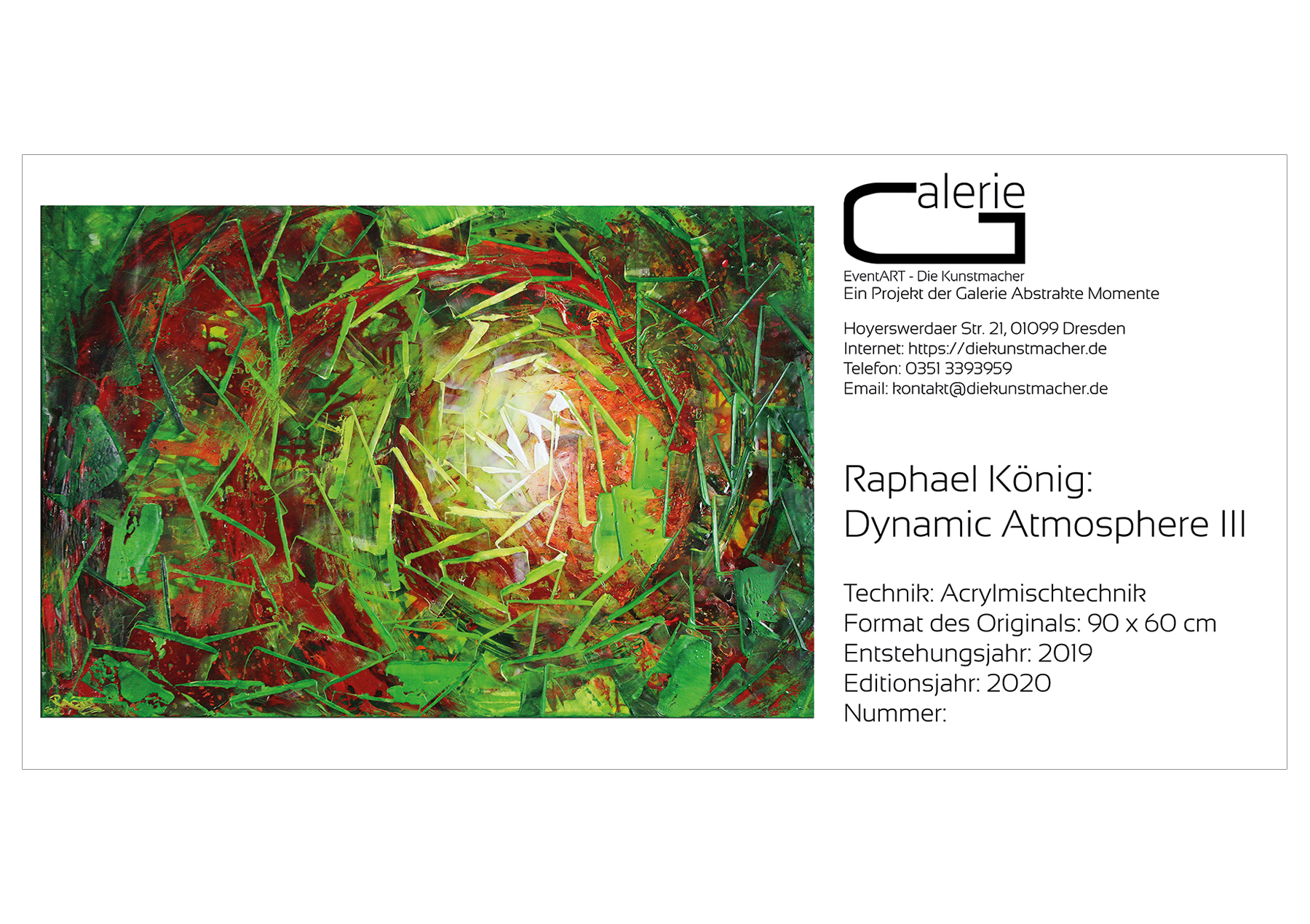R. Koenig: "Dynamic Atmosphere III", Sonderedition, Monatsgemälde als Kunstdruck