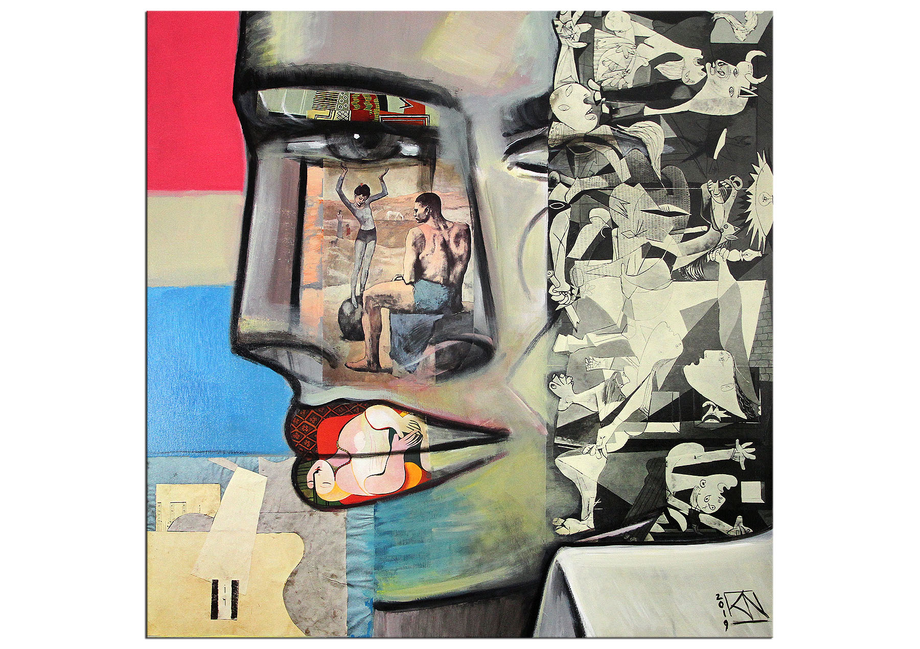 Modernes Gemälde von K. Namazi: "War & Peace", Originalgemälde (Unikat)  (A)