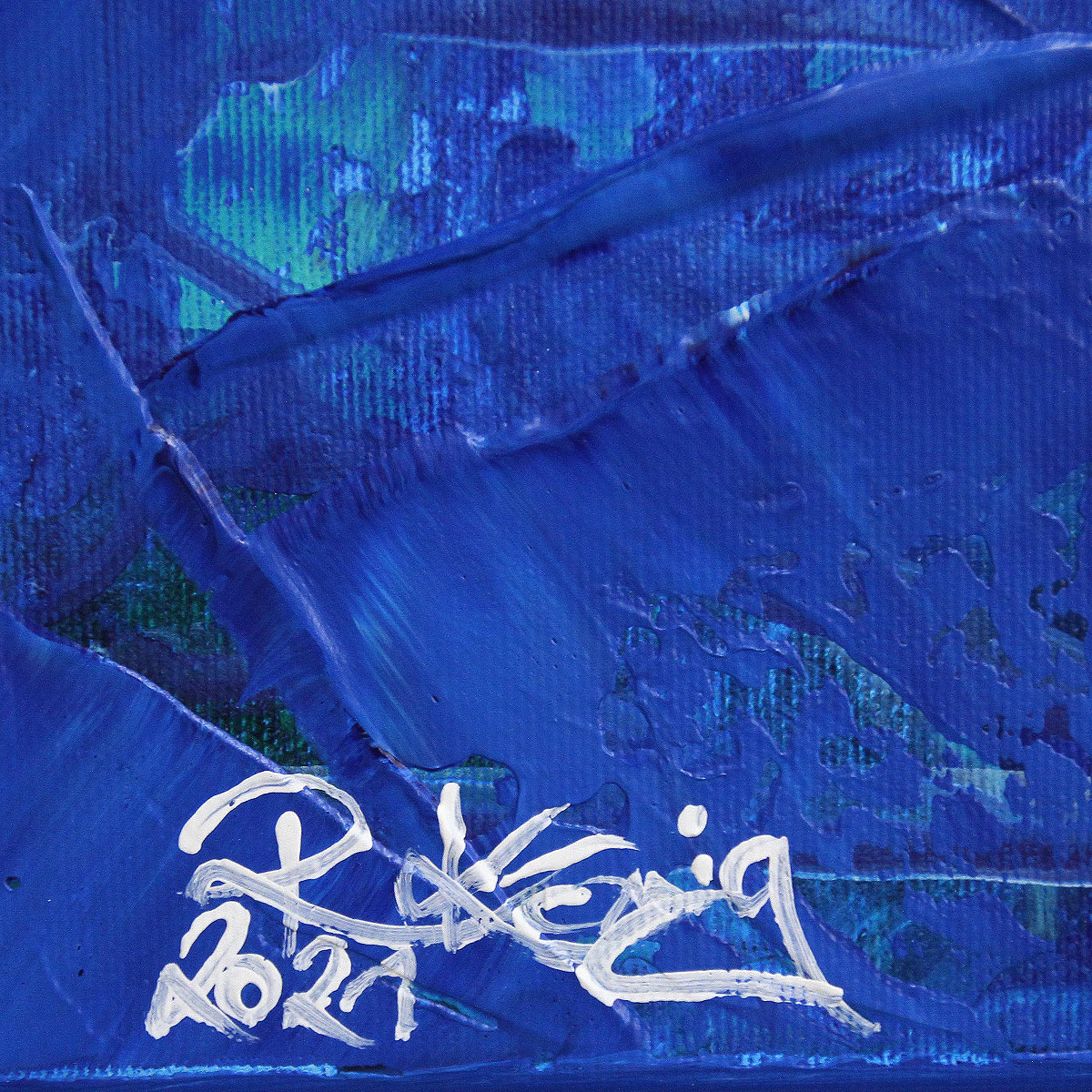 R. König: "Blue Watercave V", abstraktes Originalgemälde (Unikat)
