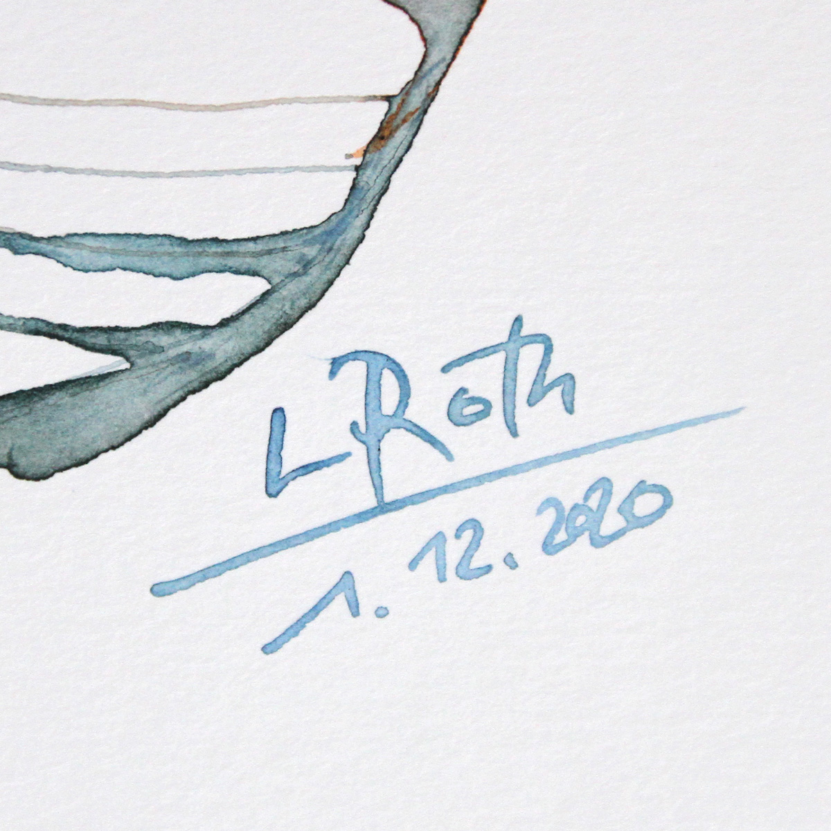 L. Roth: "Gegenwind", originale Grafik/Zeichnung (Unikat)
