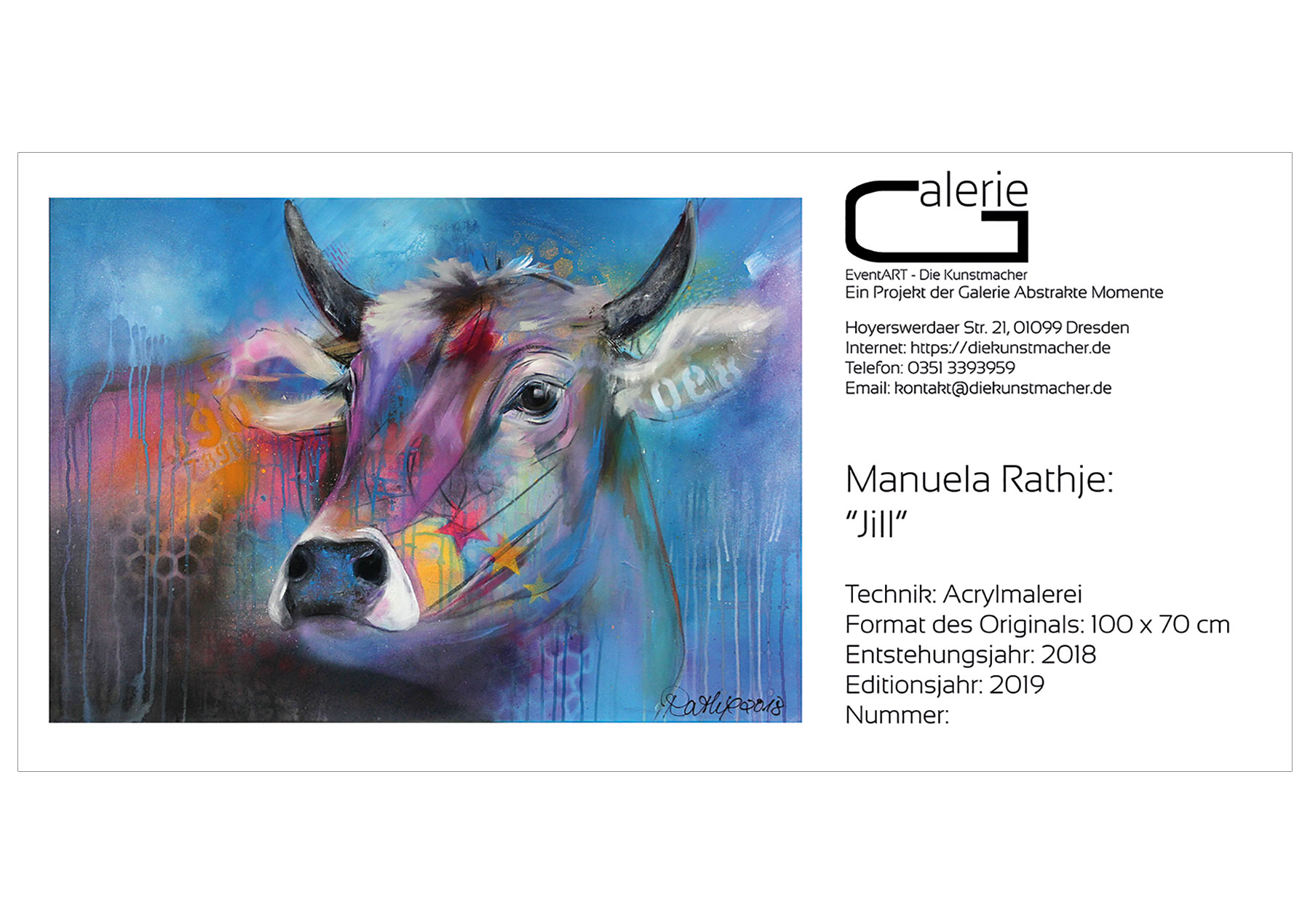 Manuela Rathje: "Jill", Sonderedition, Monatsgemälde als Kunstdruck