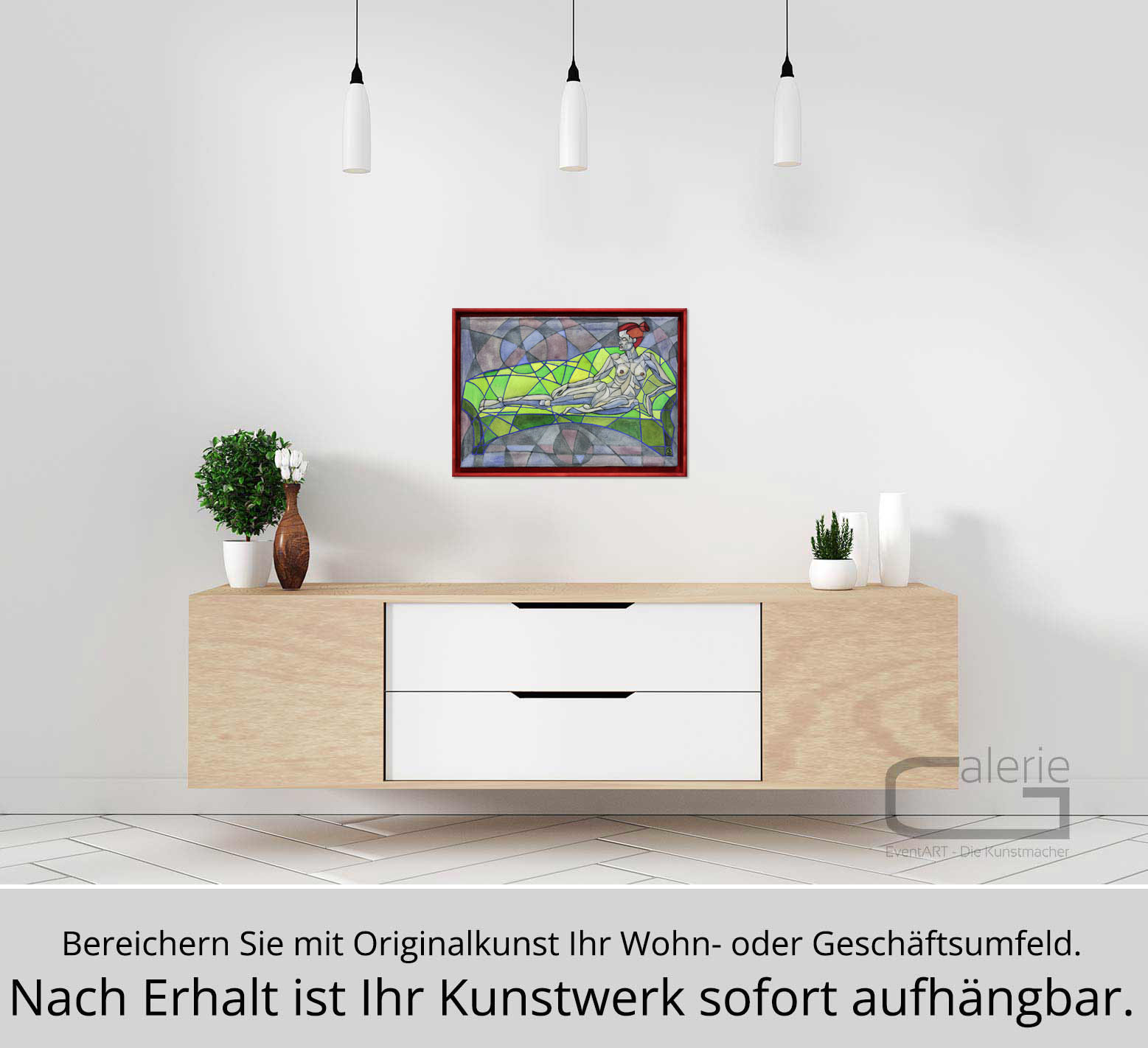 C. Blechschmidt: "Grünes Sofa", Original/Unikat, zeitgenössisches Ölgemälde