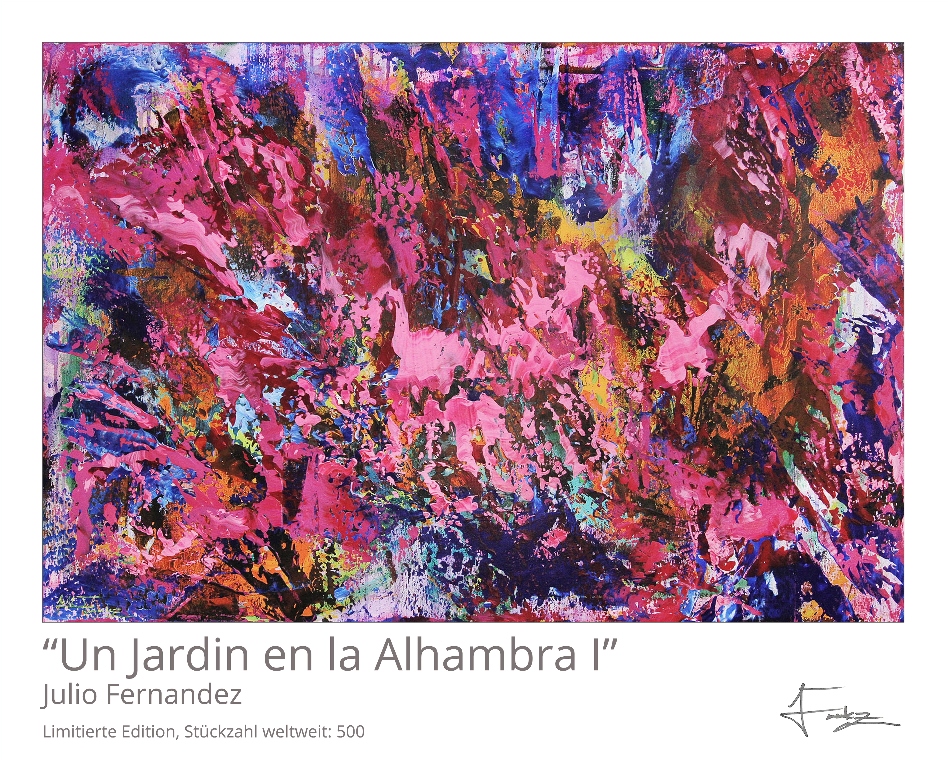 Limitierte Edition auf Papier, J. Fernandez "Un Jardin en la Alhambra I", Fineartprint, Kollektion E&K