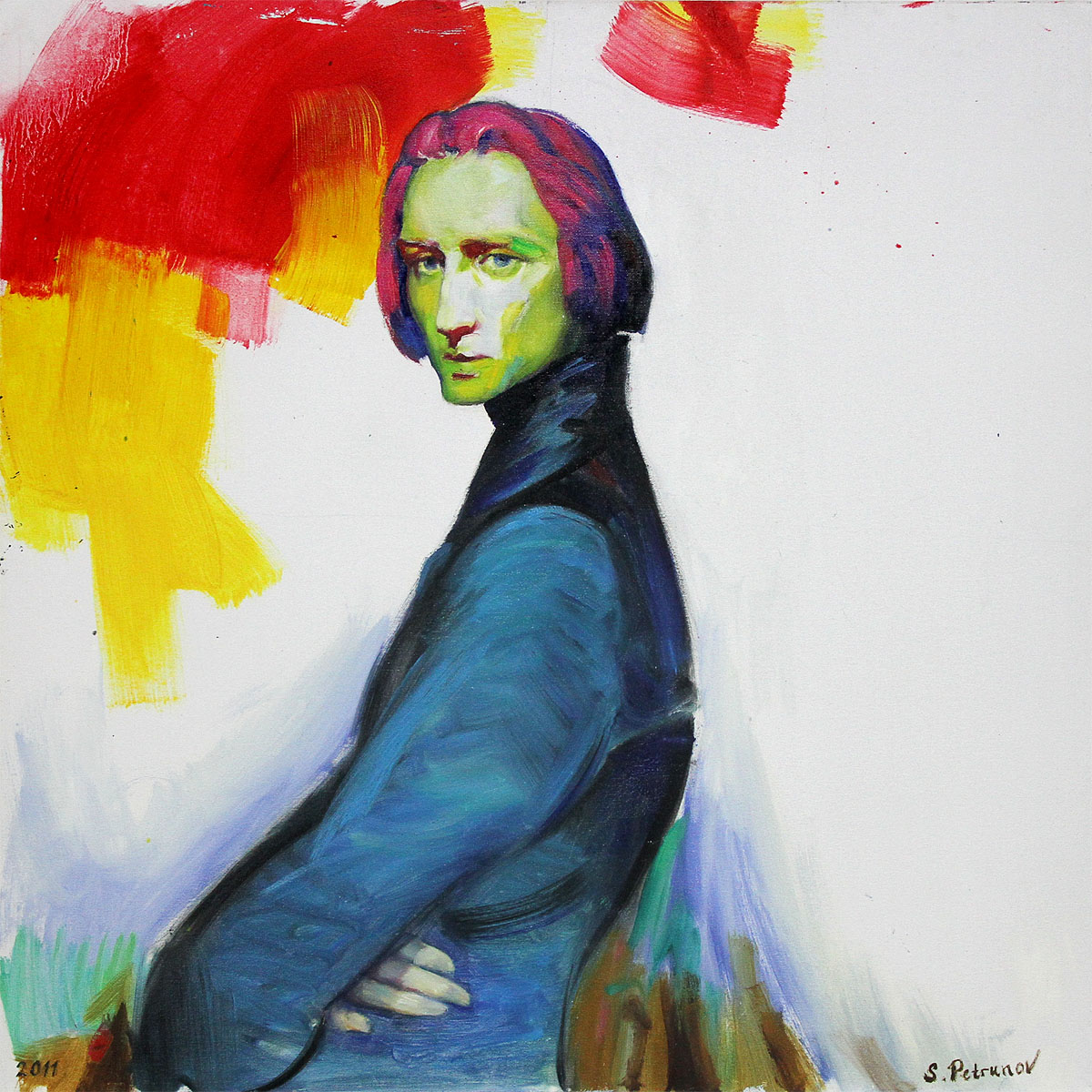 S. Petrunov: "Portrait of young Franz Liszt", zeitgenössisches Originalgemälde (Unikat) (A)