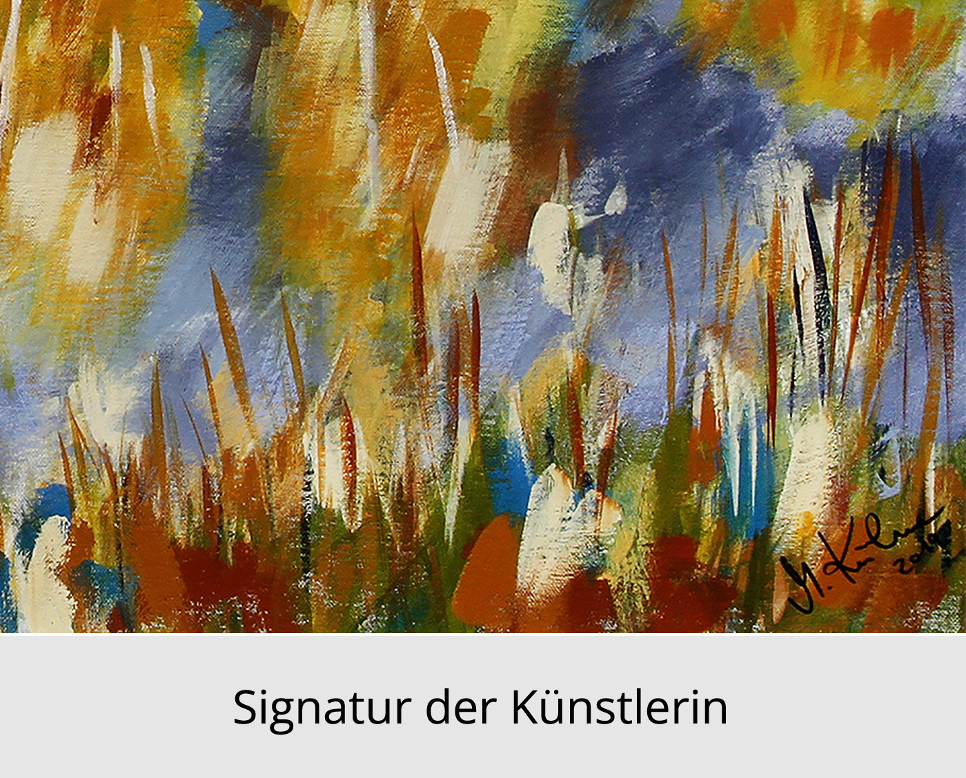 M. Kühne: "Herbstspaziergang am See", Edition, signierter Kunstdruck