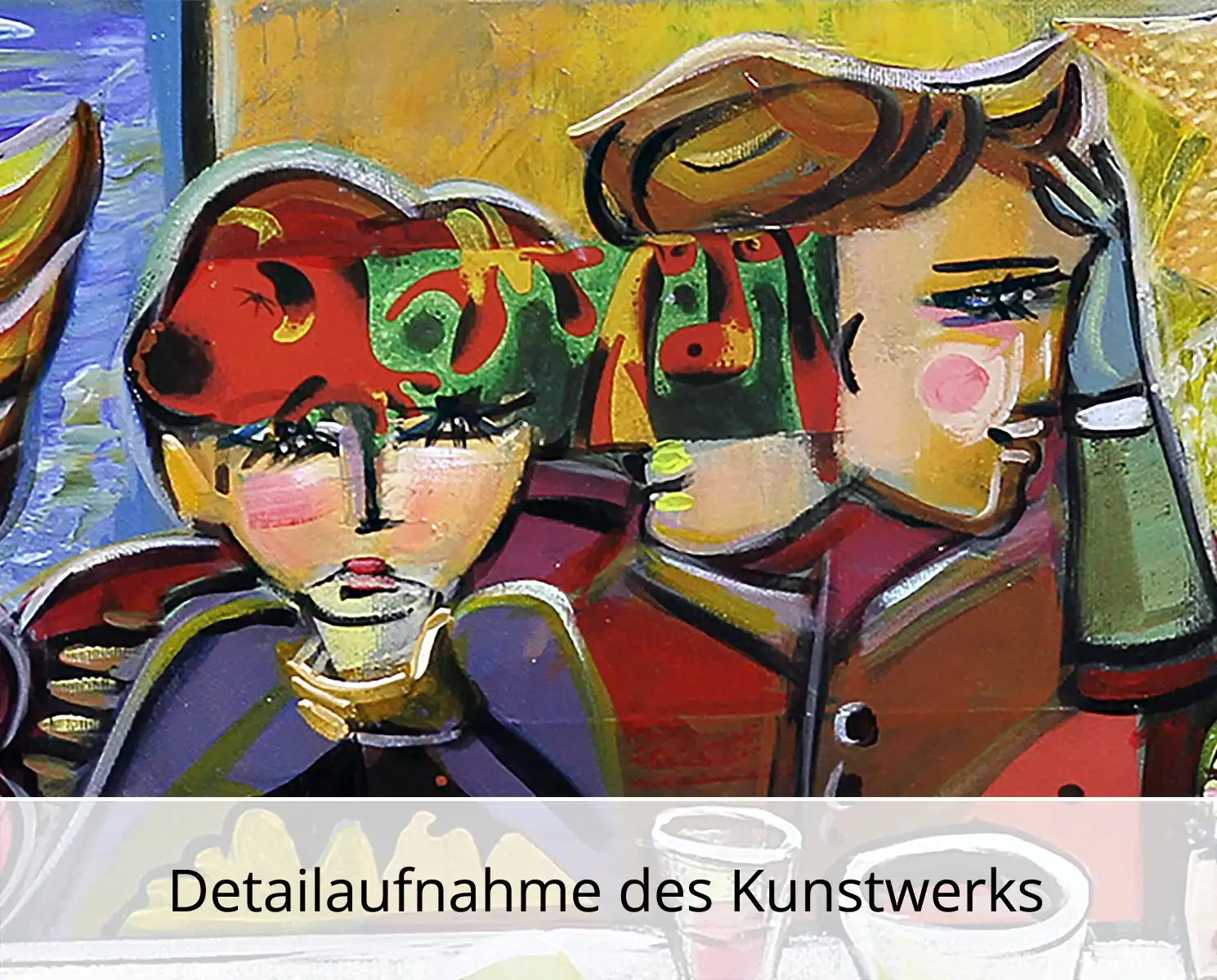 Kunstdruck, signiert: "Drinking with Friends III", K. Namazi, Edition, Nr. 1/100