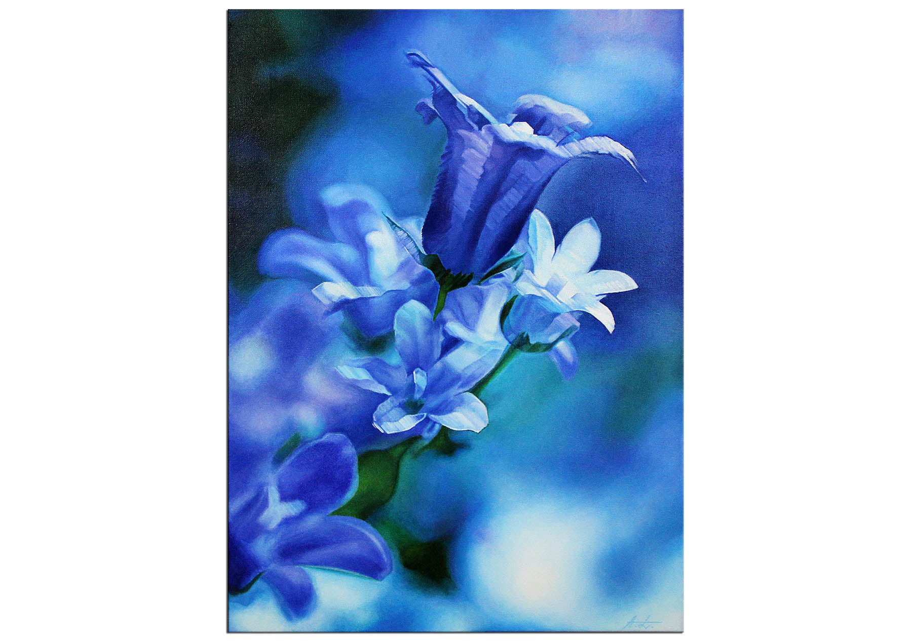 Ölmalerei, Andy Larrett: "Blaue Glockenblumen"
