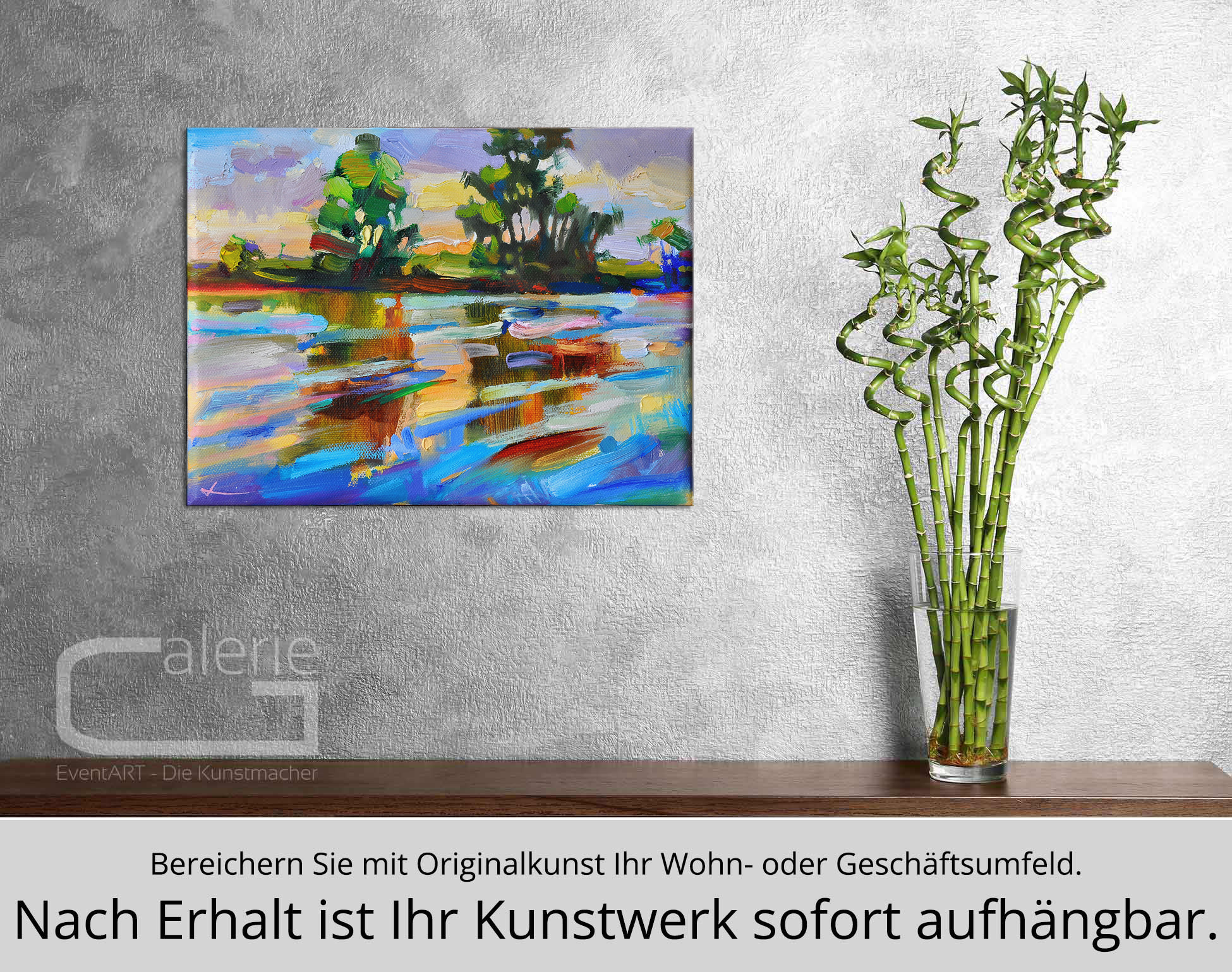 A. Larrett: "Frühlingshochwasser 12", Pleinairmalerei in Öl, Original/Unikat