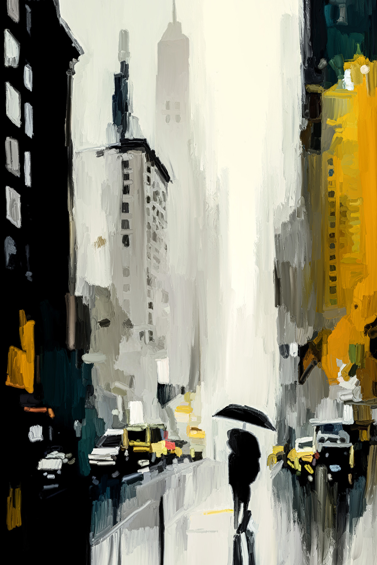 Moderne Pop Art: New York with Umbrella, H. Mühlbauer-Gardemin, Original/serielles Unikat