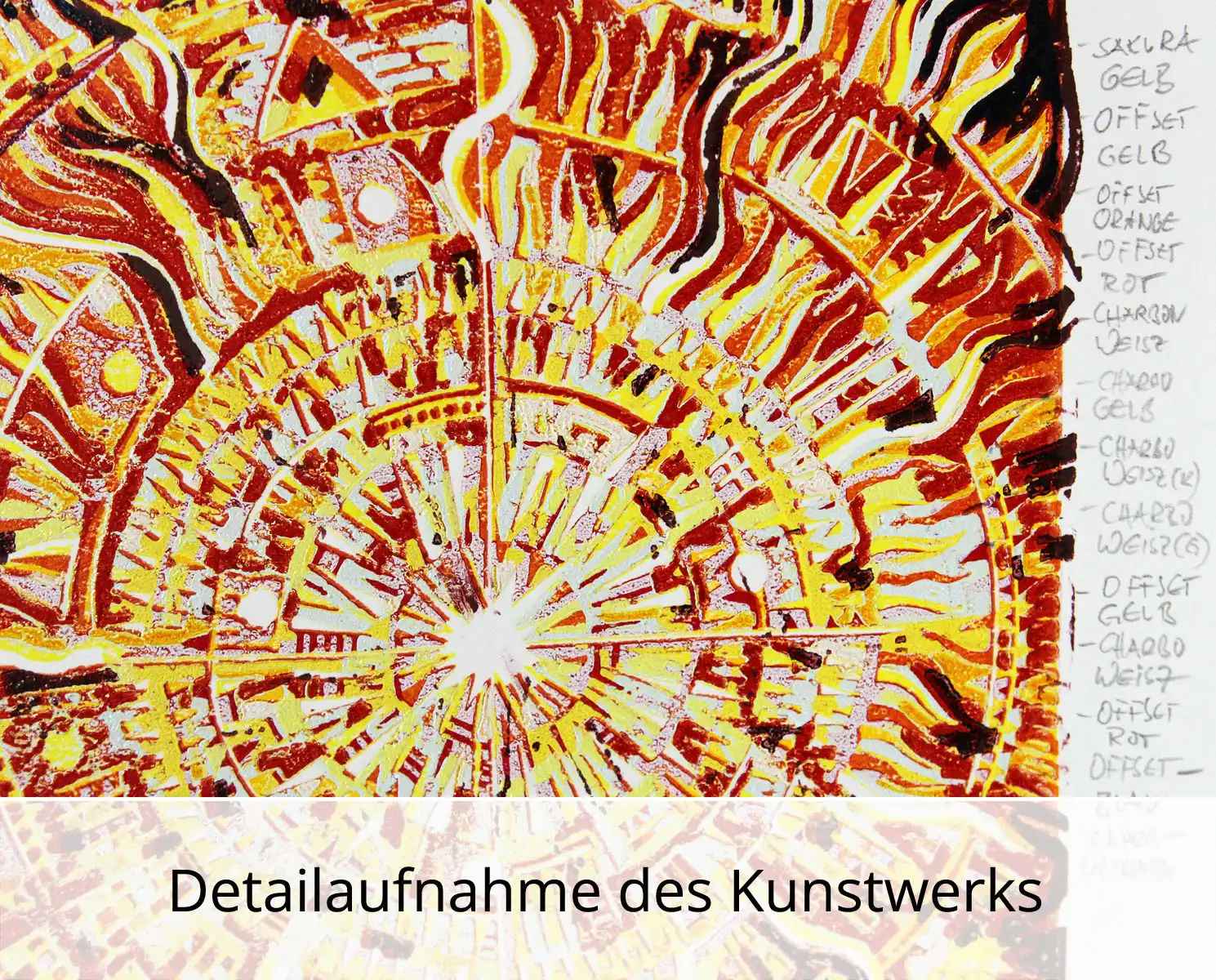 F.O. Haake: "Ohne Titel o.T. (14 Ebenene) Unikat", originale Grafik/serielles Unikat, mehrfarbiger Linoldruck