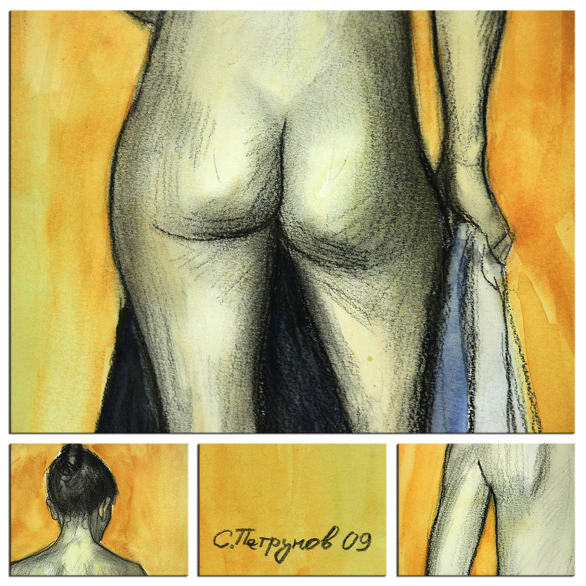 Aquarellmalerei, Stefan Petrunov: "Nude 3" (A)