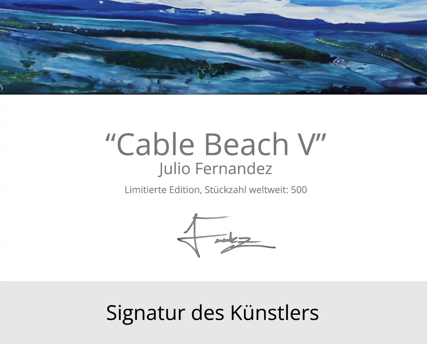 Limitierte Edition auf Papier, J. Fernandez "Cable Beach V", Fineartprint, Kollektion E&K