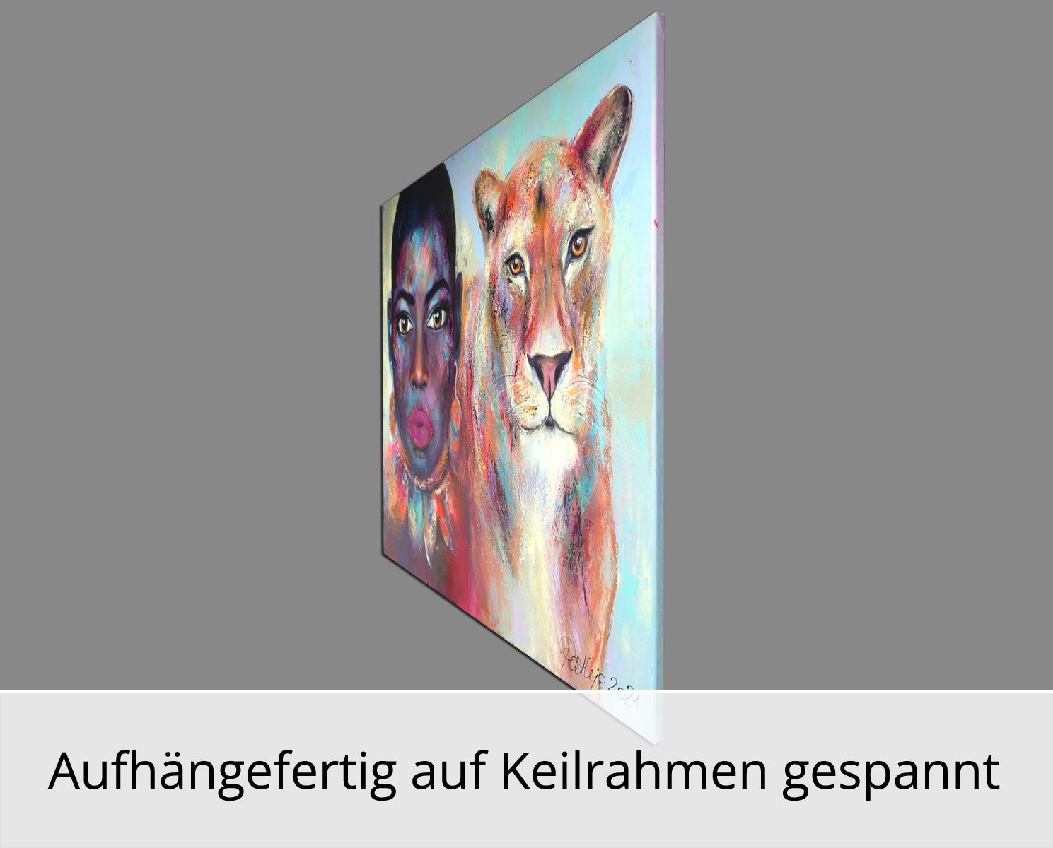 M. Rathje: "With the Heart of a Lioness", moderne Malerei, Originalgemälde (Unikat) (A)