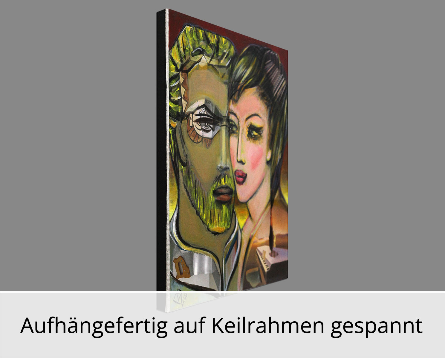 Unikat, modernes Gemälde, K. Namazi: "Surreales Paar I", Original