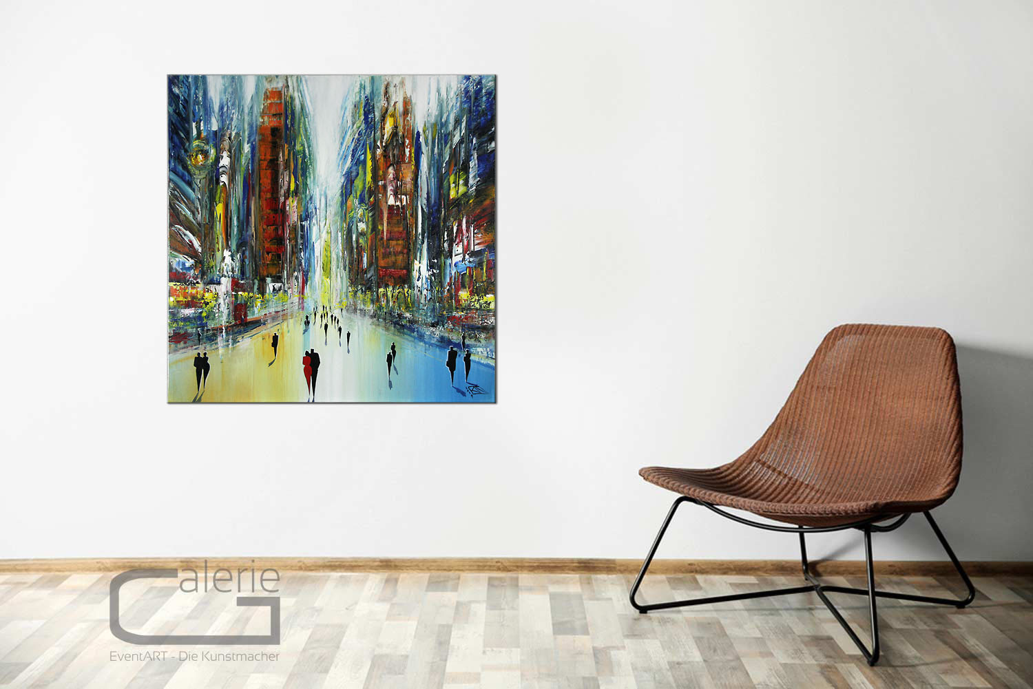 Gemälde , K. Namazi: "Urban Skyscraper II", inkl. Premium XL Schattenfugenrahmen schwarz