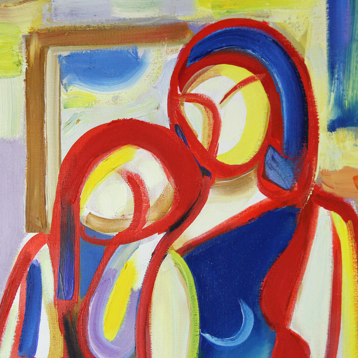 Expressionistische Ölmalerei, Maciej Cieśla: "Eine Komposition mit zwei Frauen im Studio" (A)