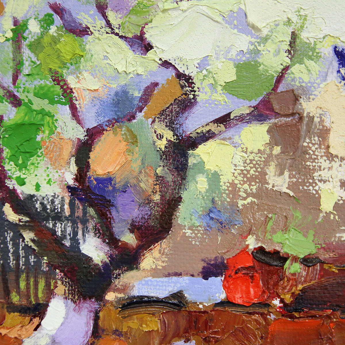A. Larrett: "Blühende Birnbäume", Pleinairmalerei in Öl, Original/Unikat (A)