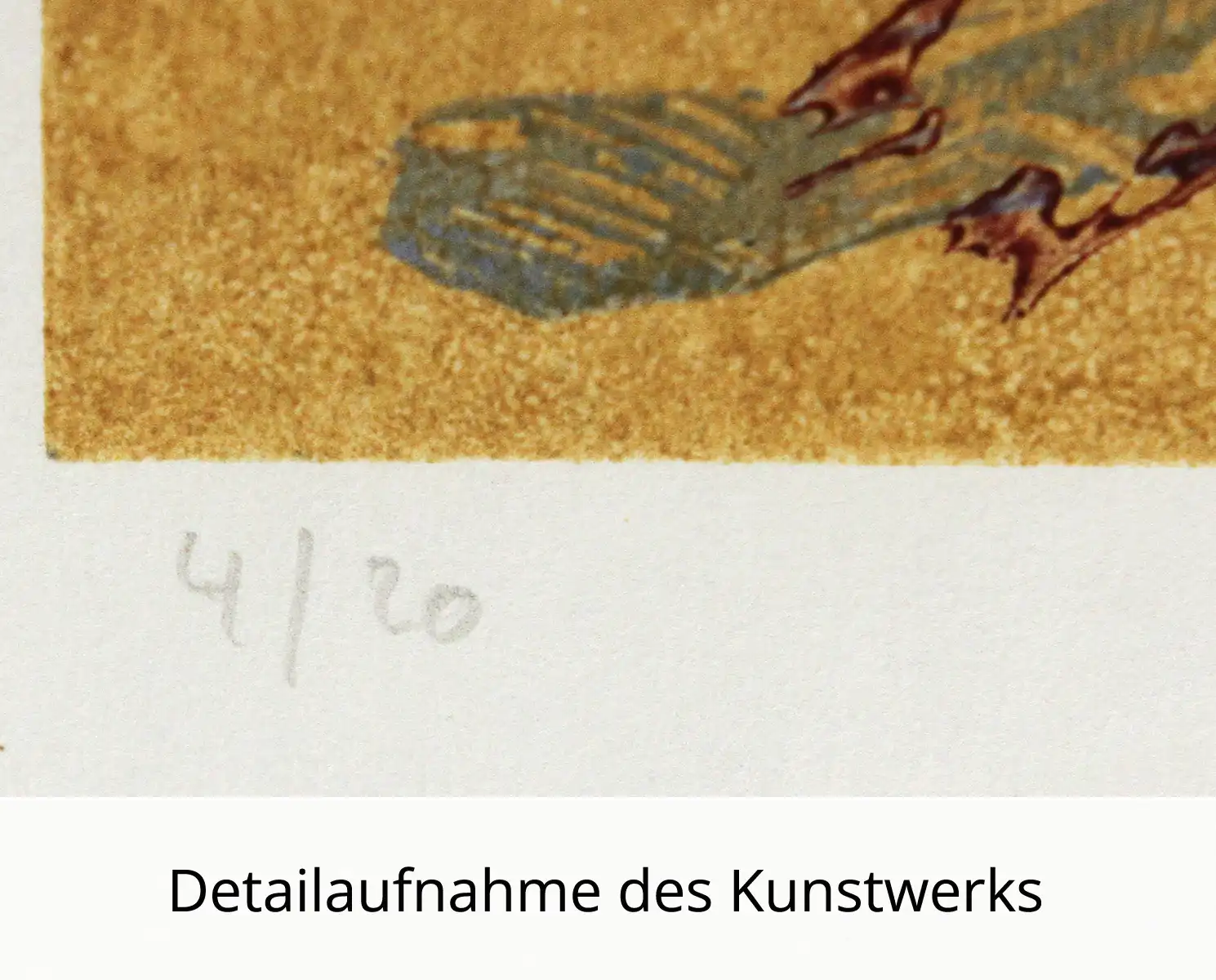 F.O. Haake: "Zwei Bäume, Nr. 4/20", originale Grafik/serielles Unikat, mehrfarbiger Linoldruck